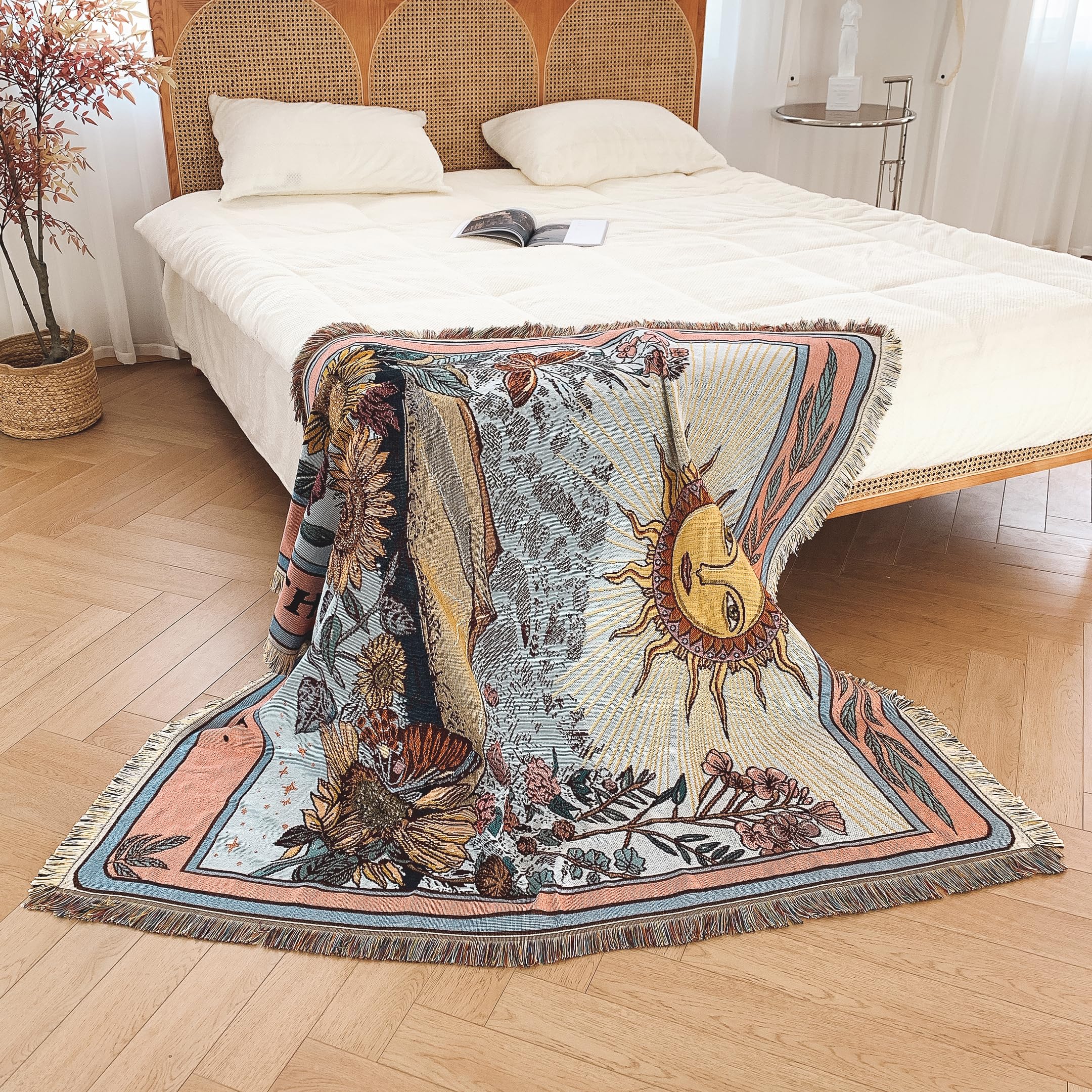 Tenture Murale Patchwork Indien Jaune - Coton & Soie 100x150cm - Déco Boho Hippie