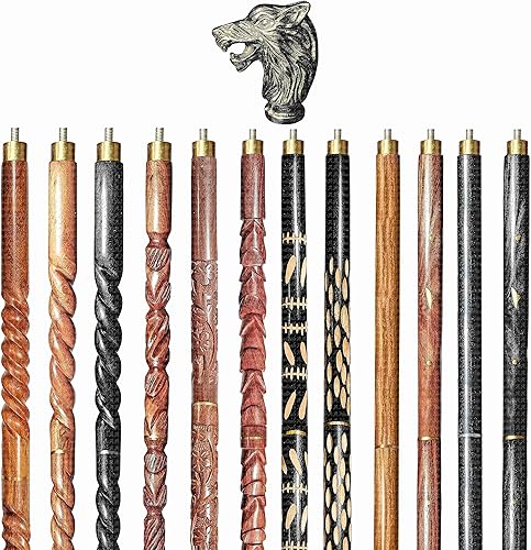 AANauticals - Bastón de madera para hombres y mujeres cabeza de lobo vintage hecho a mano personalizado y plegable 12 bastones para caminar cabeza