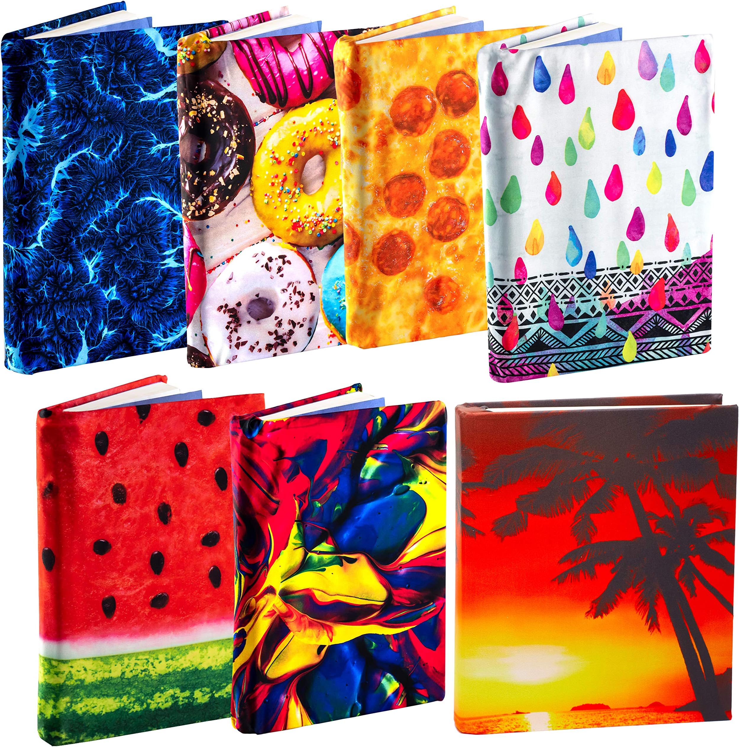 Jumbo, Stretchable Book Cover Designer 7 Pack With Aquarium Print. Fits Most Hardcover Textbooks 9 x 11 And Larger. Reusable, Adhesive-Free, Fabric Protectors Are A Needed School Supply For Students