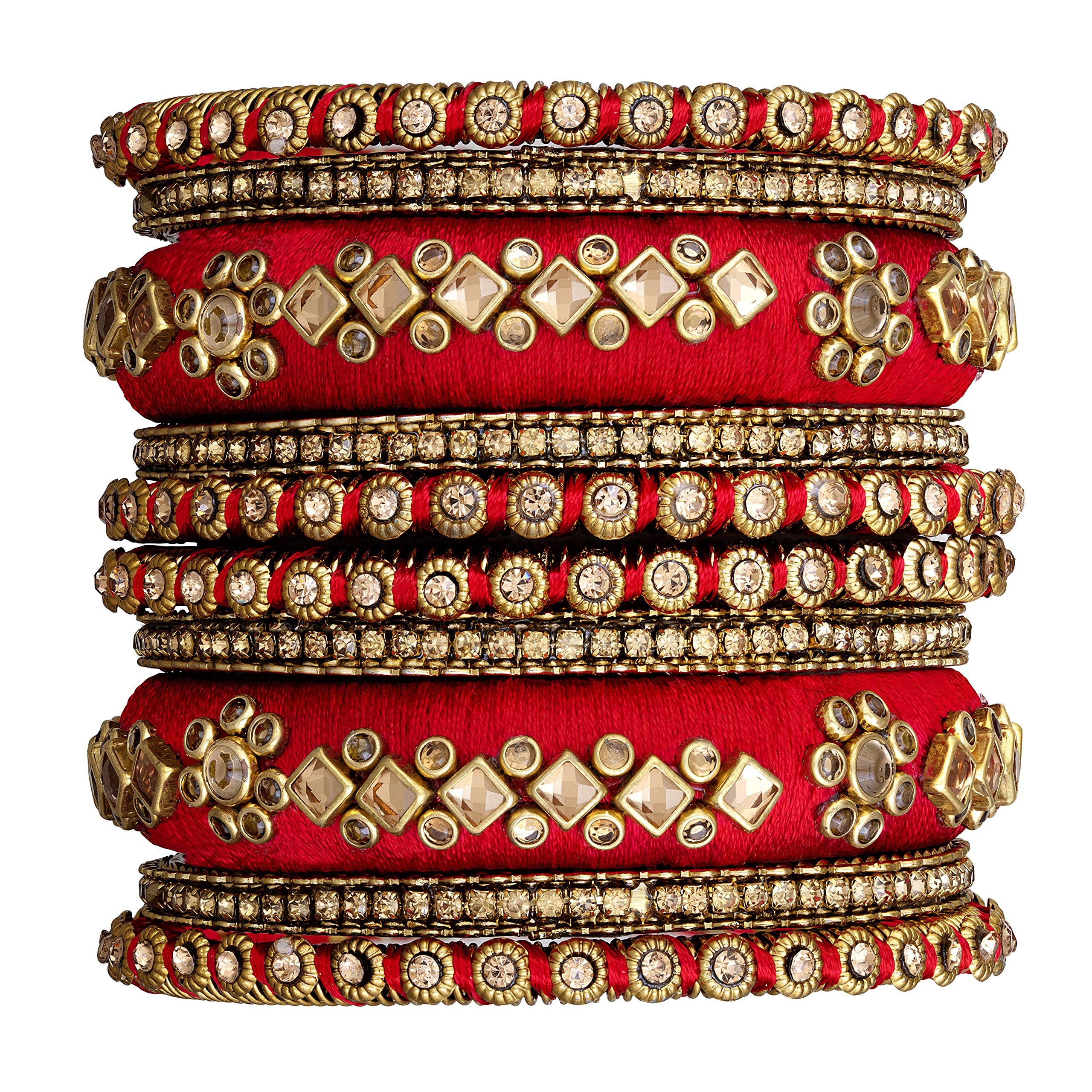 Velvet Matching Fancy Silk Thread Blue White Chuda Chura Bangle Set Gift for Women Size 2.6"