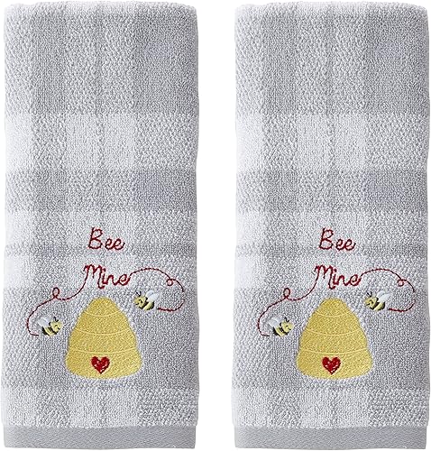 SKL Home by Saturday Knight Ltd. - Juego de toallas de mano de abeja minera de San Valentín, color gris, paquete de 2