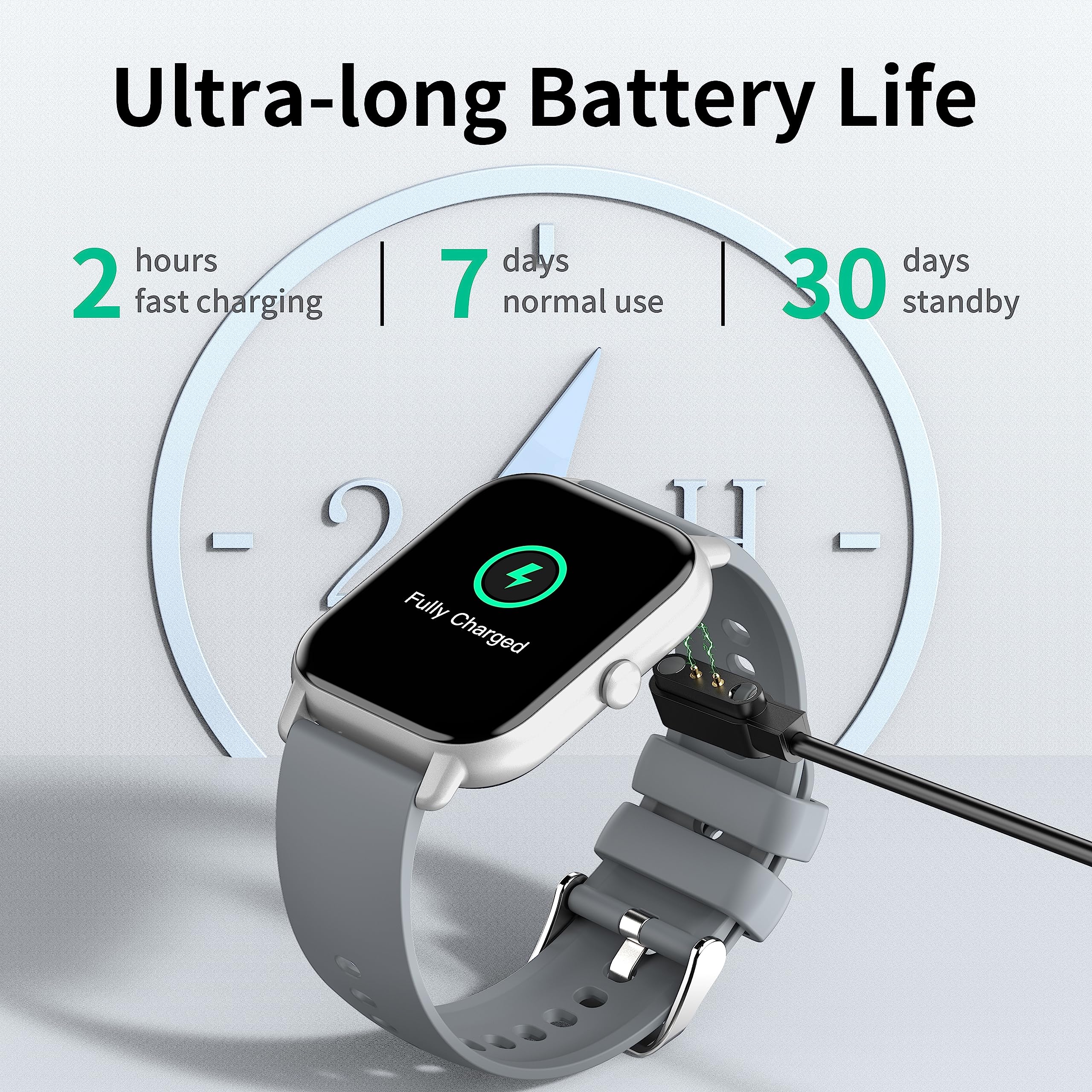 Smartwatch Uomo Donna, 1.85" Orologio Smartwatch Effettua Risposta Chiamate, 112 Modalità Sportive Orologio Digitale con Sonno Cardiofrequenzimetro, Impermeabile IP68 Smart Watch Android IOS, Grigio