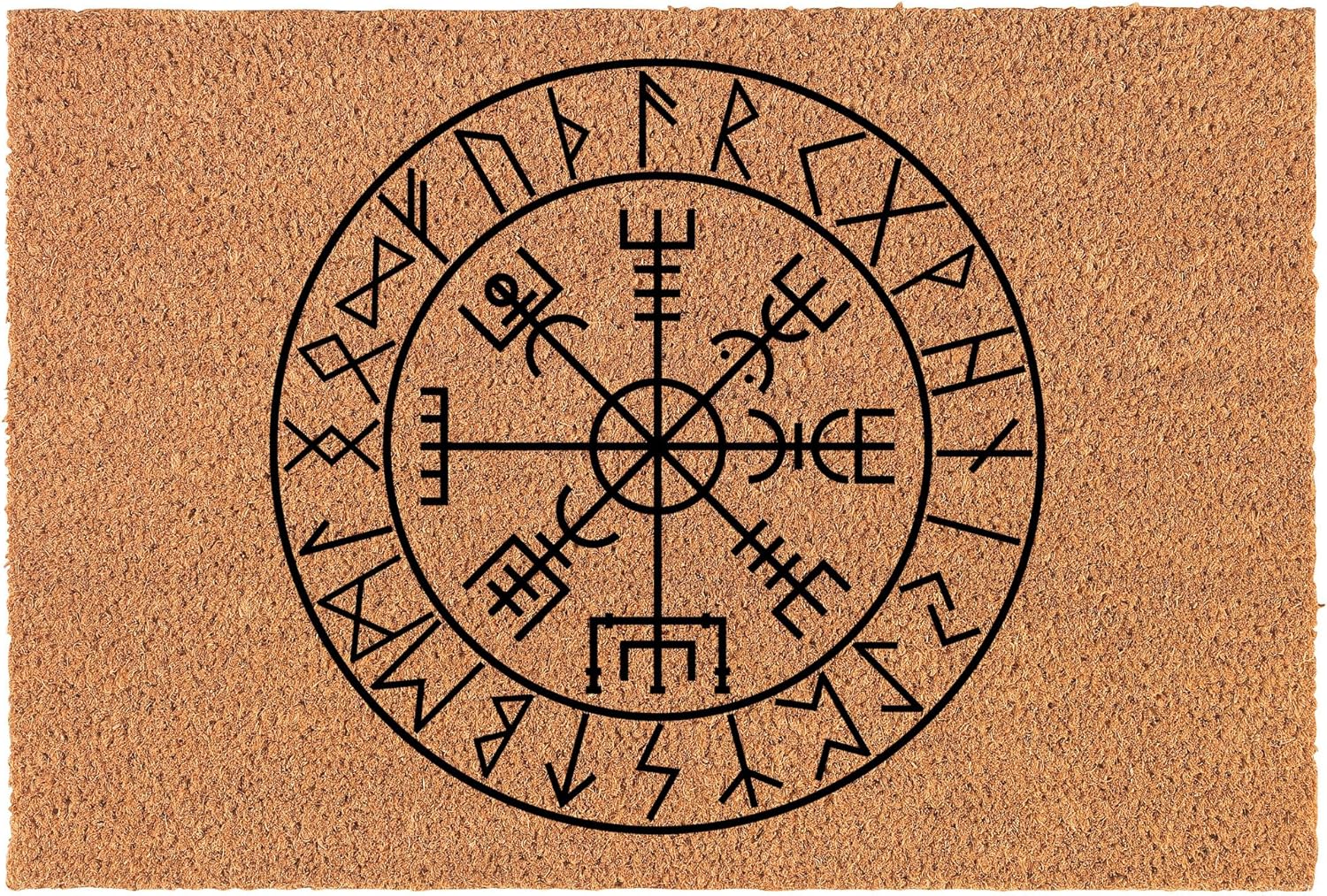 Welcome Doormat Coco Coir Door Mat Gift Vegvisir Viking Navigation Compass (30" x 18")