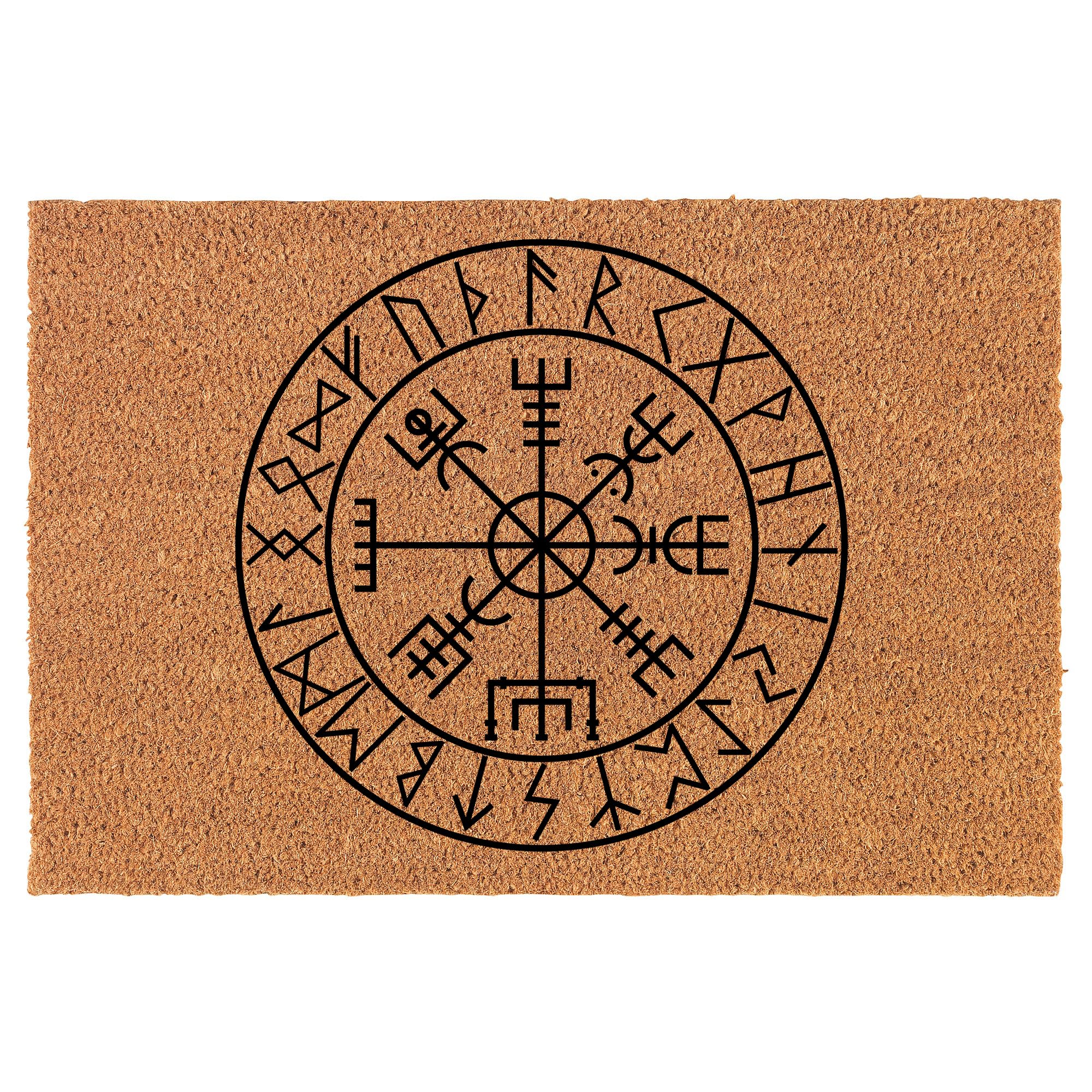 Welcome Doormat Coco Coir Door Mat Gift Vegvisir Viking Navigation Compass (30" x 18")