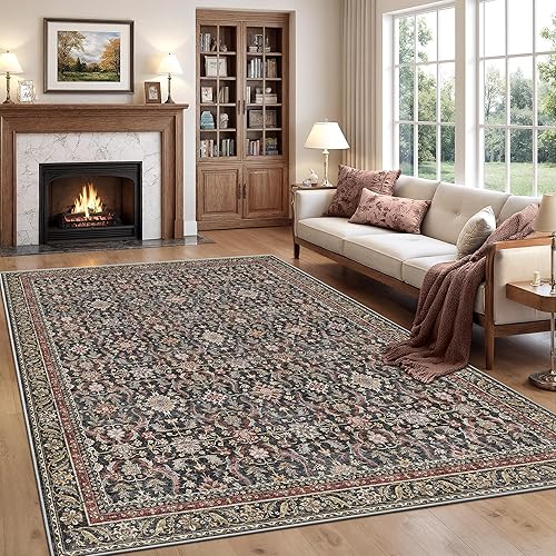 Miniatura 166 de Rugland Alfombras de área de 8 x 10, alfombra lavable resistente a las manchas, alfombras antideslizantes para sala de estar, alfombras tribales