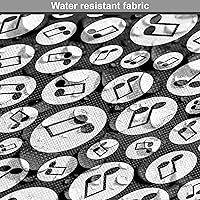 Vista 186 de Ambesonne Tela Geométrica por Yarda, Diseño Monocromo Patrón Abstracto de Líneas Continuas sobre Fondo Liso, Tela de Punto Elástico para Ropa