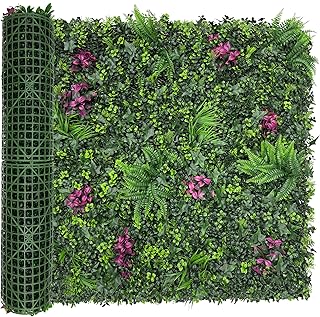 Greenery Grass Wall Boxwood Plant Panel 40"x120"(33.5 SQFT) with UV Resistant Green Leaves Faux f...