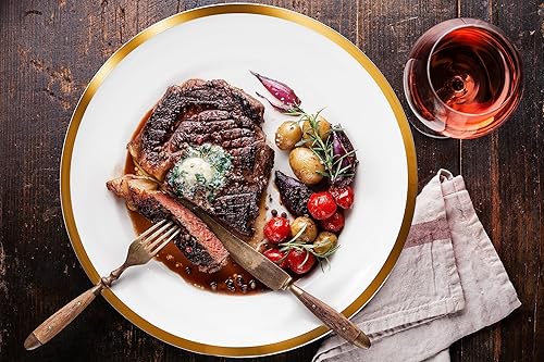 Miniatura 8 de Vajilla de porcelana de hueso, juego de 16 piezas, servicio para 4, borde dorado ancho, blanco, apto para microondas, elegante regalo, juego de