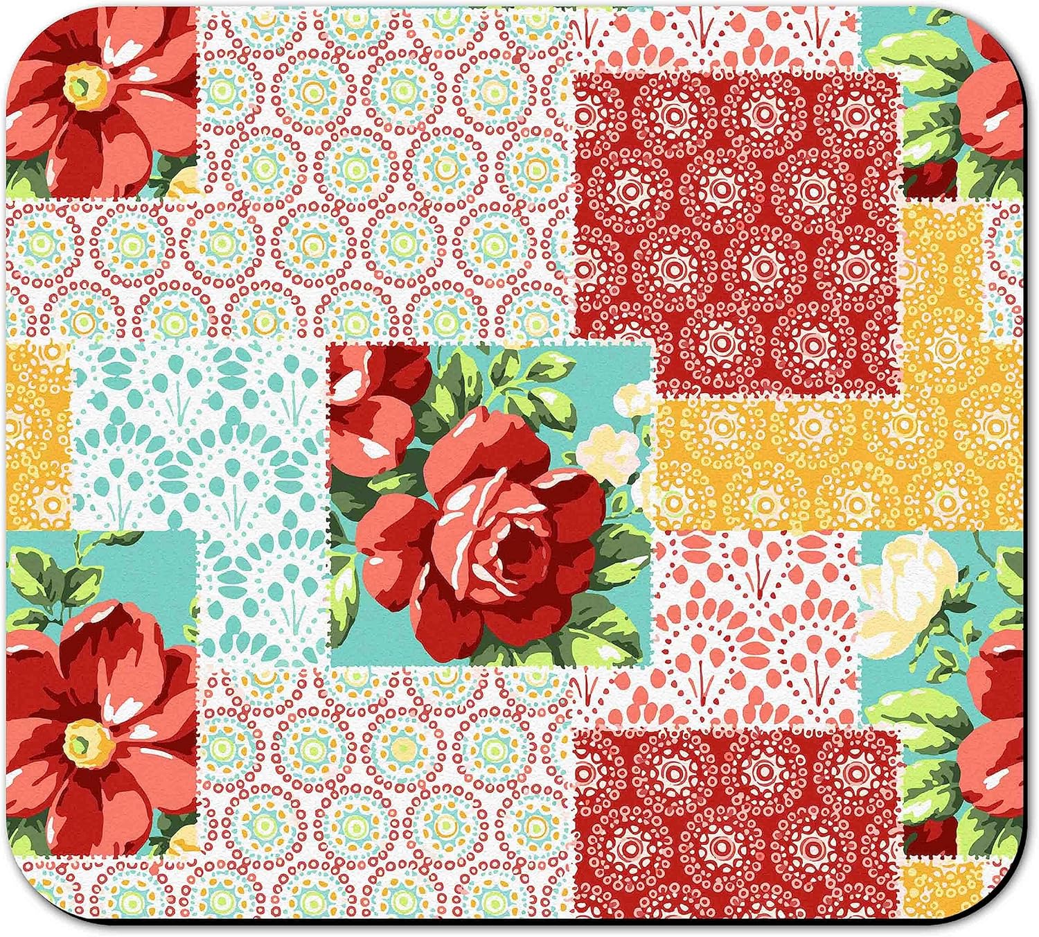 Rubber Dish Drying Mat for Kitchen Counter Large Boho Flowers Washable