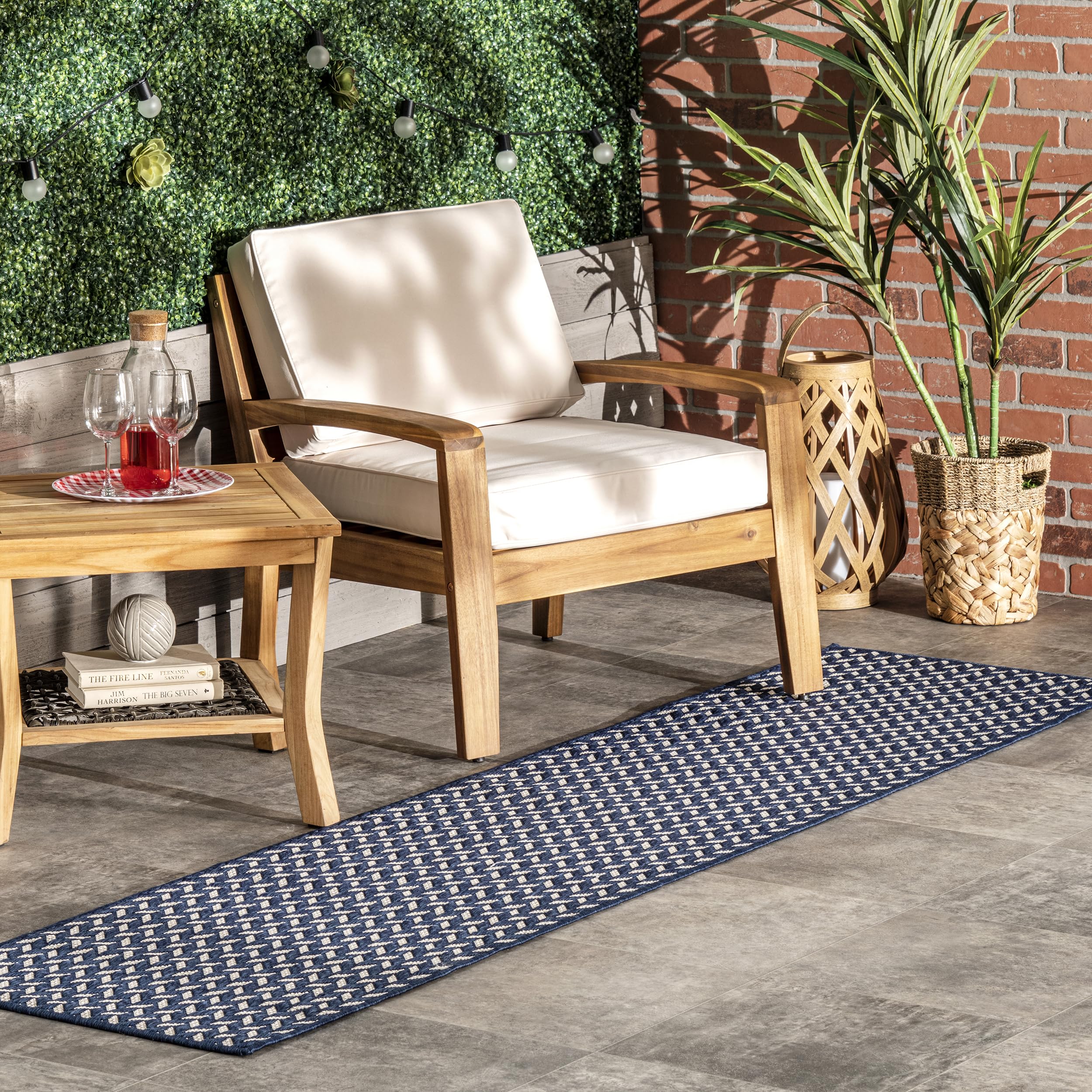 Tapis de Couloir Camryn Herringbone nuLOOM Bleu Marine 0,6 x 1,8 m
