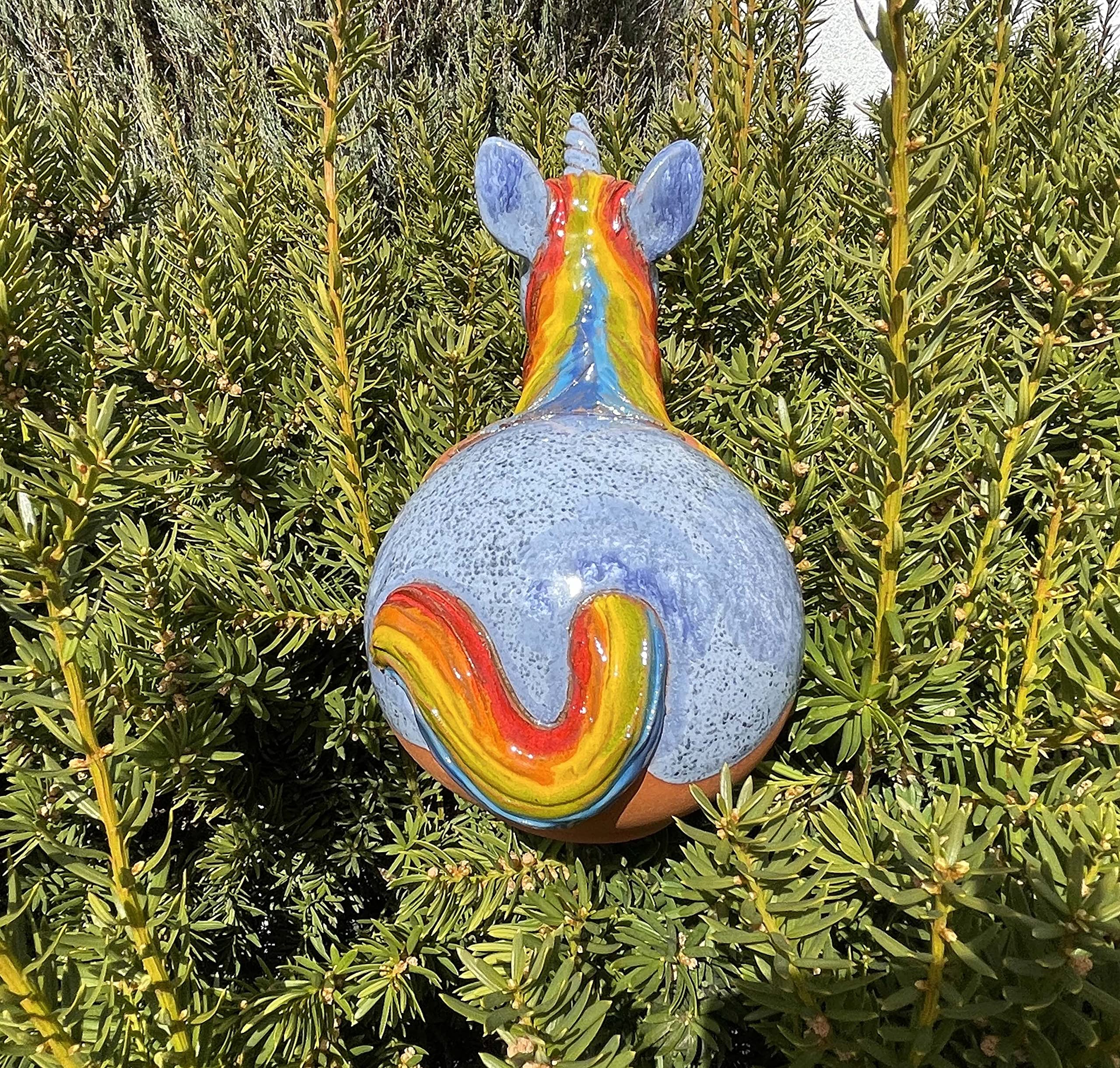 Gartenstecker Keramik Handgefertigt - Gartendeko für Draußen Wetterfest - Garten Deko Keramik - Gartenfiguren & Gartenstatuen - Einhorn