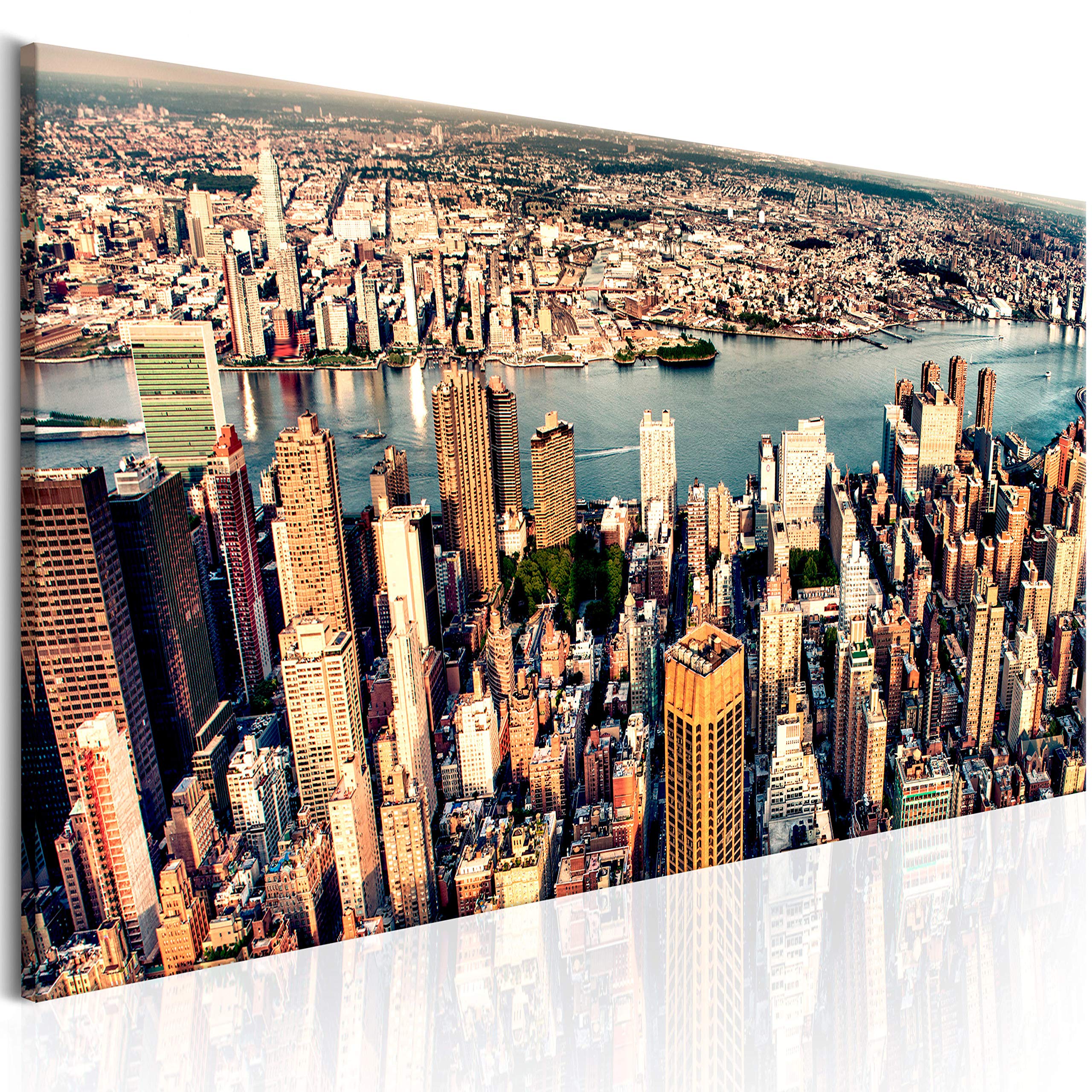 artgeist Acoustic Canvas Wall Art Print New York 53x18 in - 1pcs Picture with Acoustic Foam Sound Print Artwork Room Acoustics Soundproofing NY d-B-0186-b-a
