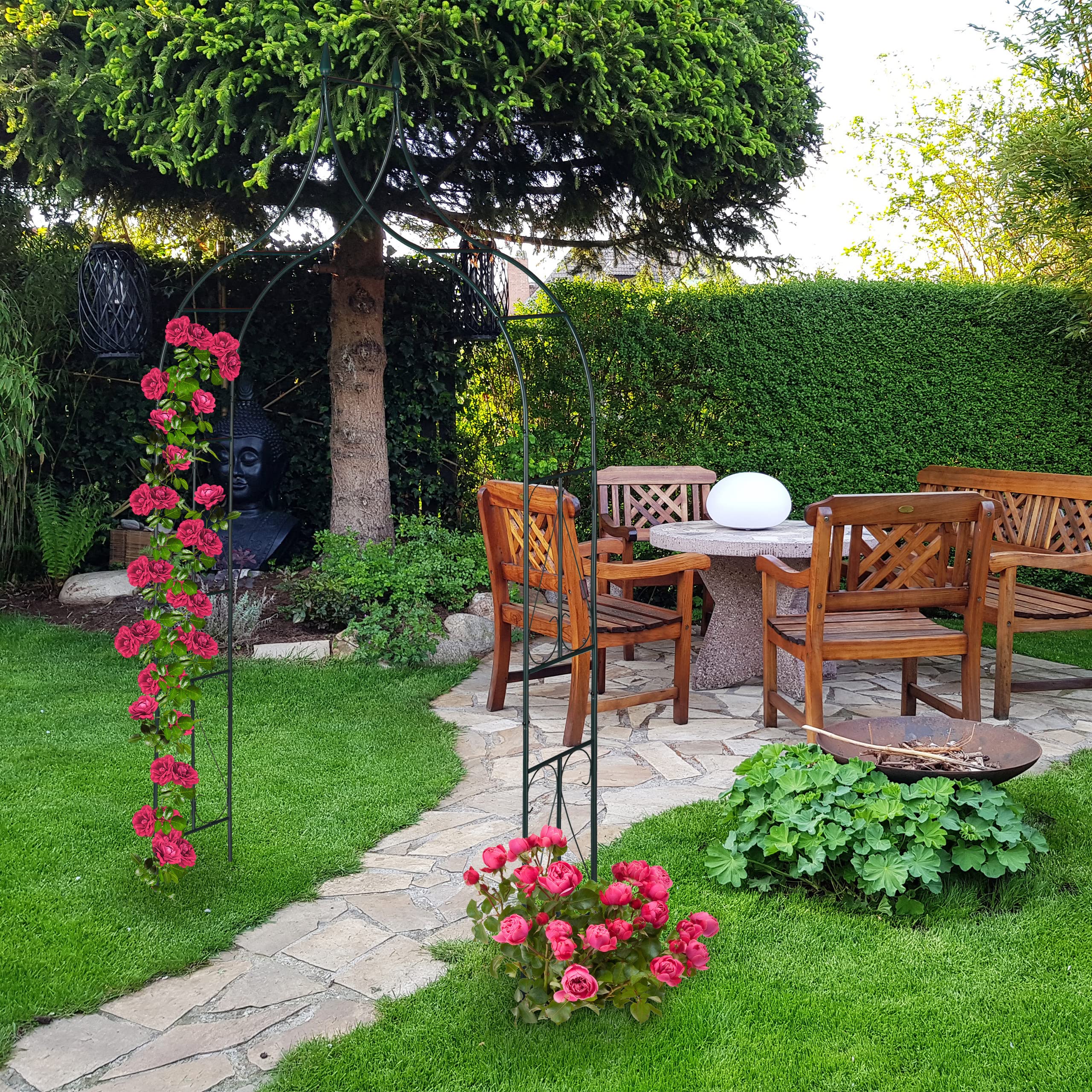Arco Per Rose Relaxdays In Metallo - 270x144x60 Cm, Verde Scuro, Per Piante Rampicanti