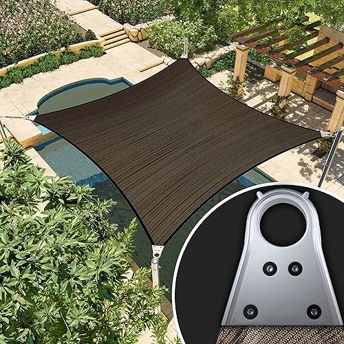Amgo 11' x 42' Brown Rectangle Square Super Ring Customized Size Order to Make Sun Shade Sail ATAWS Canopy Awning Shades for Patio-Commercial Standard Heavy Duty-260 GSM(We Customize)