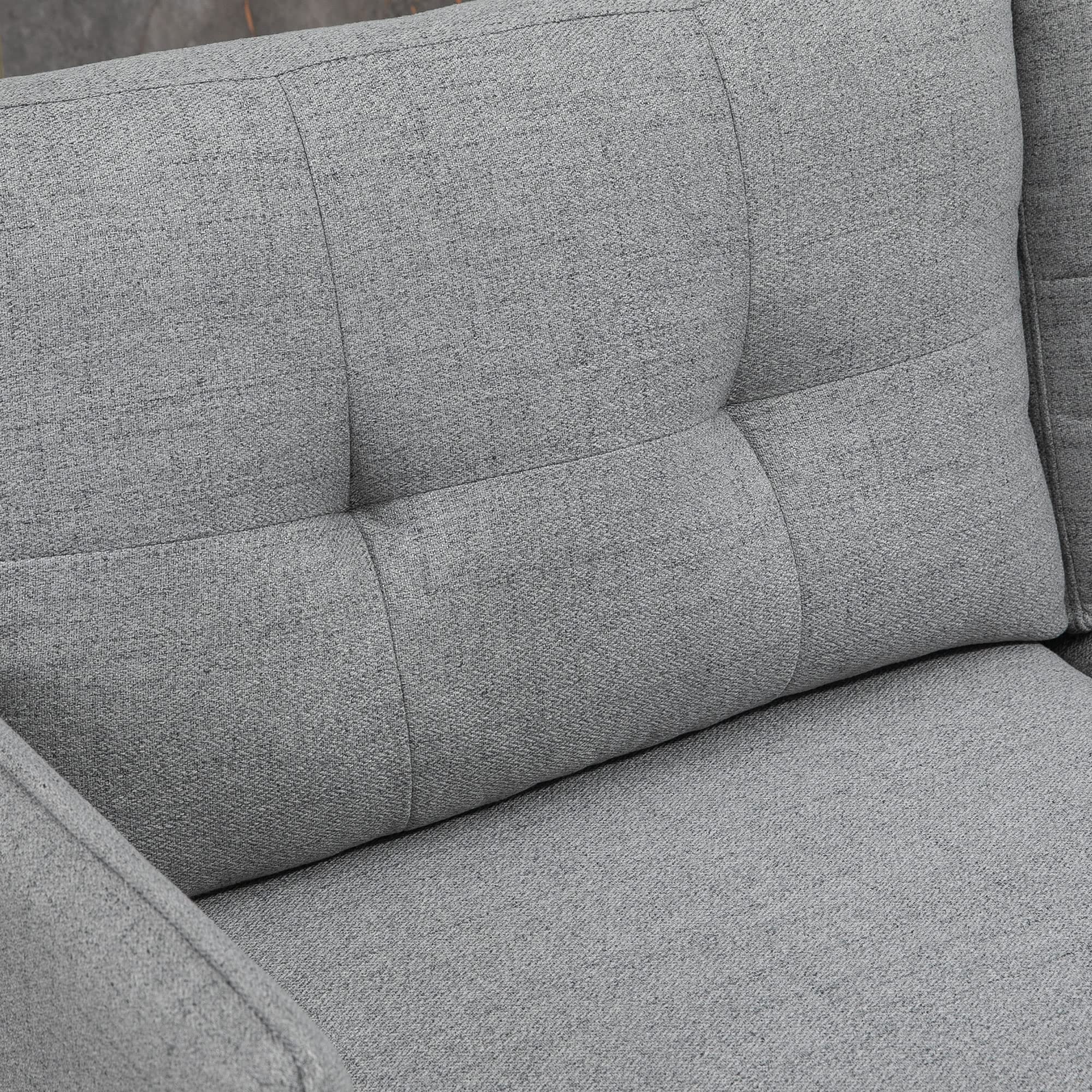 HOMCOM Divano 2 Posti in Tessuto Effetto Lino con Braccioli e Cuscini Imbottiti, Divanetto 2 Posti Moderno con Gambe in Acciaio, per Ufficio, Soggiorno, Salotto e Camera da Letto, 139x68x80 cm, Grigio
