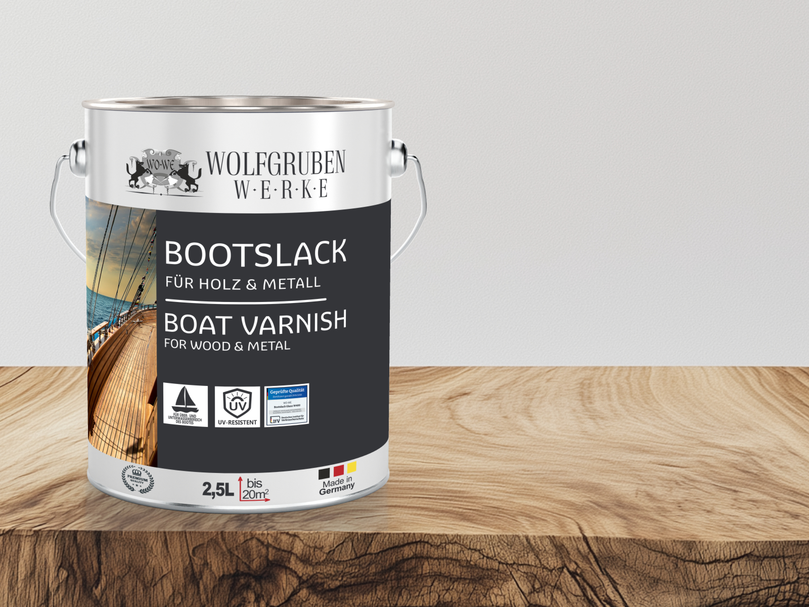 Bootslack MATT Grauweiß RAL 9002 | Professioneller Yachtlack Für Holz & Metall | Inkl. Lackier-Set