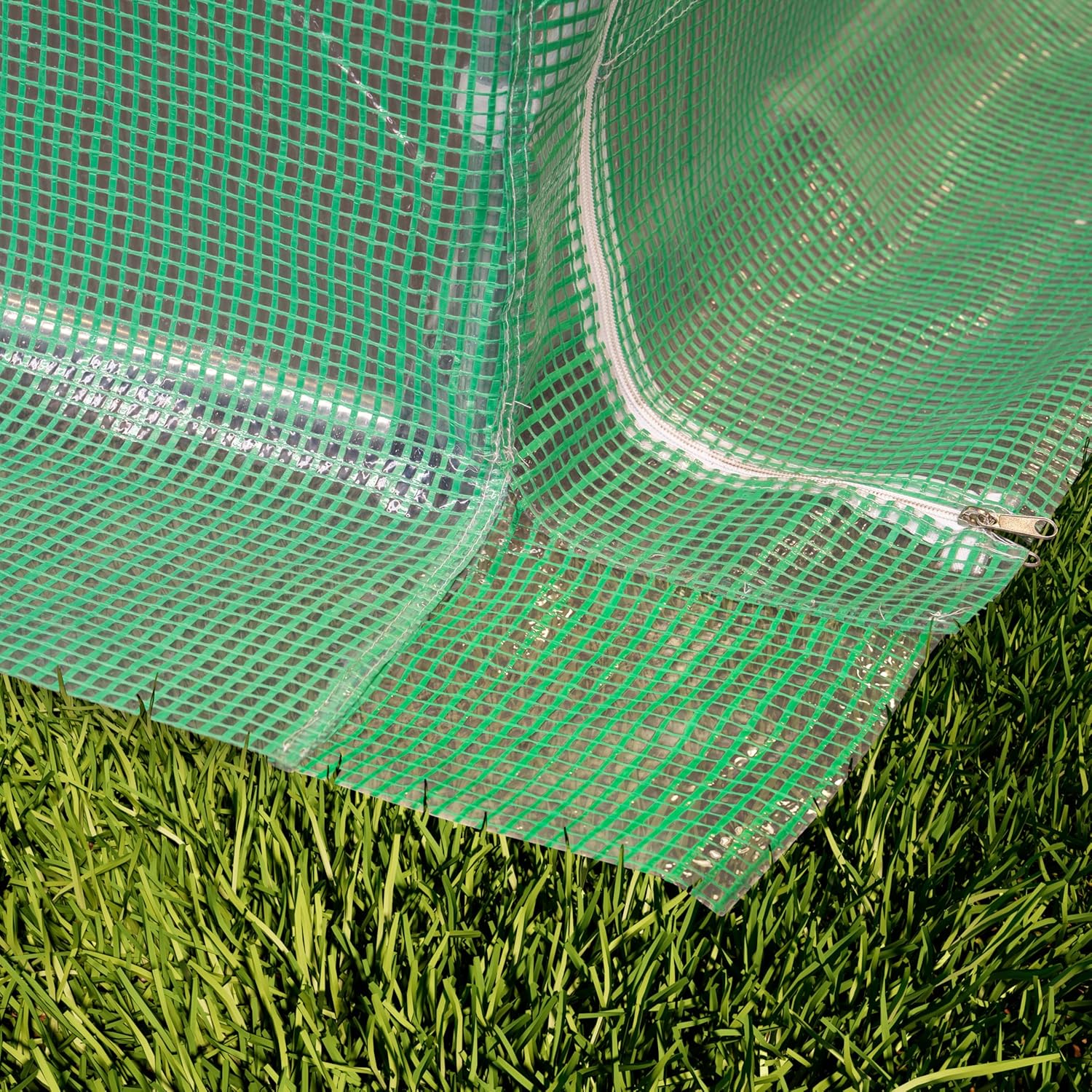 TOOLPORT Premium Tunnel Greenhouse Polytunnel 13x20 ft with Swing Door Construction – 180g/m² PE Cover, Green Transparent