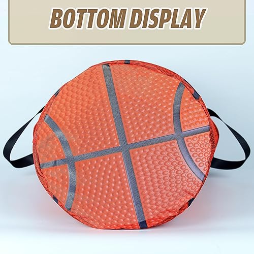 Miniatura 3 de Cesta de lavandería con textura de baloncesto, plegable, impermeable, de tela Oxford, divertida, cesta de lavandería, cubo de almacenamiento de