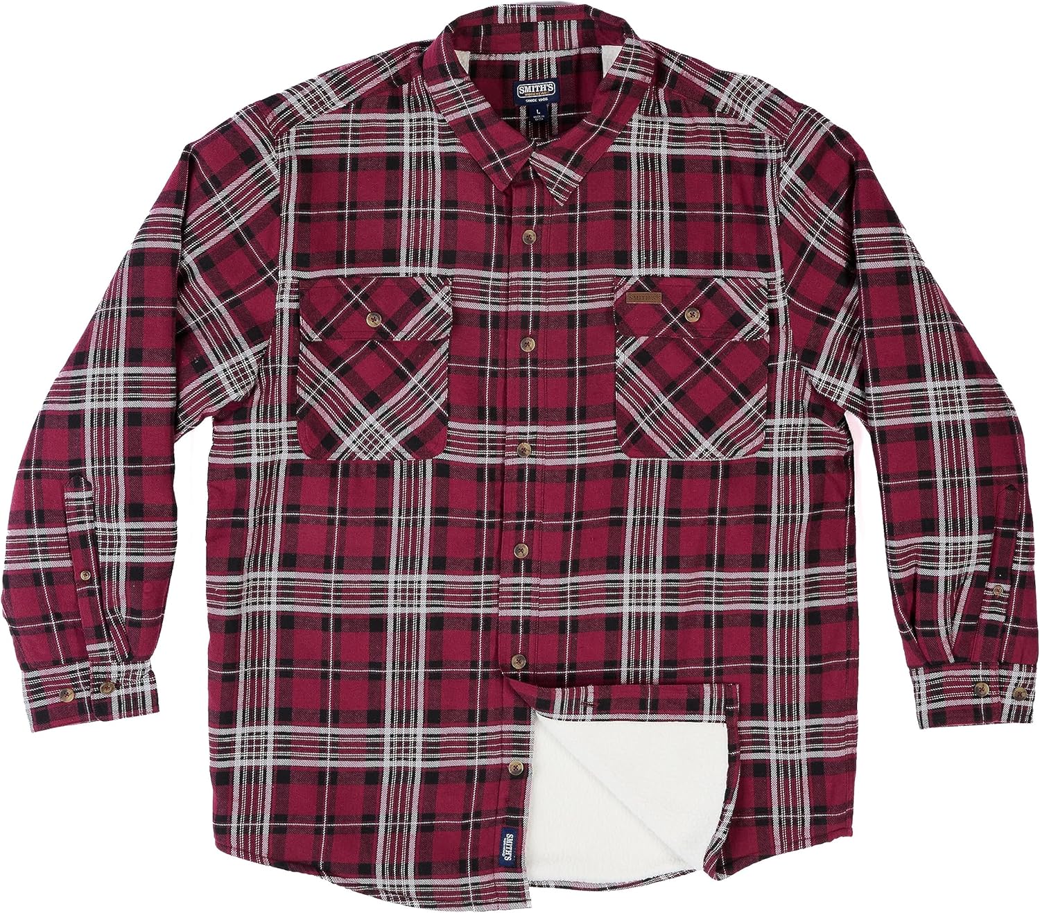 Smith's Workwear Mens Big Men's Sherpa-Lined Flannel Shirt Jacket - Image 11