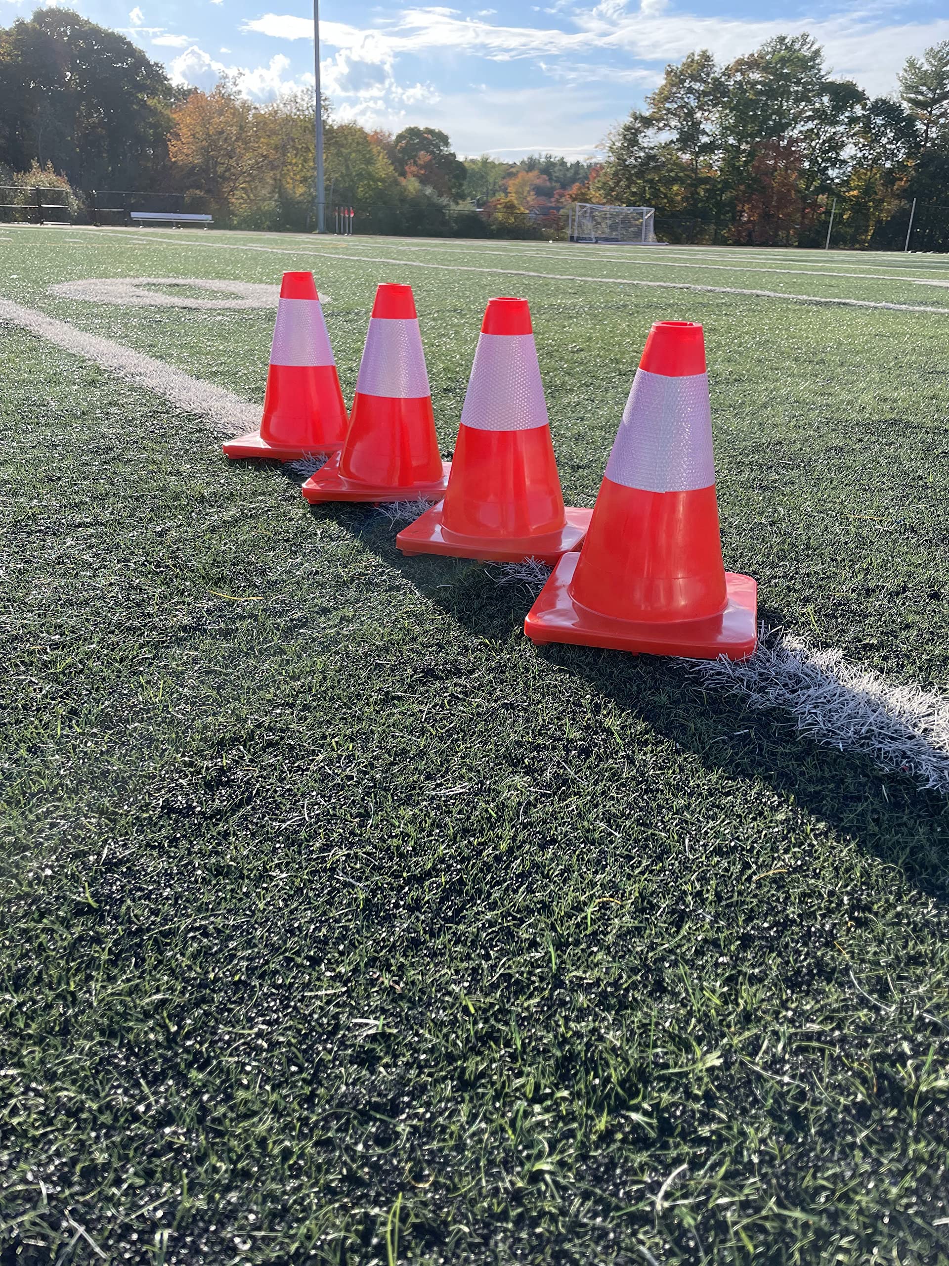Indestructible!12" PVC Traffic Cone - (4 Pack) - Veteran Owned Company! Training Cone - Veteran Owned - Heavy - Flexible PVC - Reflective Strip - Wind + Crack + Warp Resistant - Driveway Cone