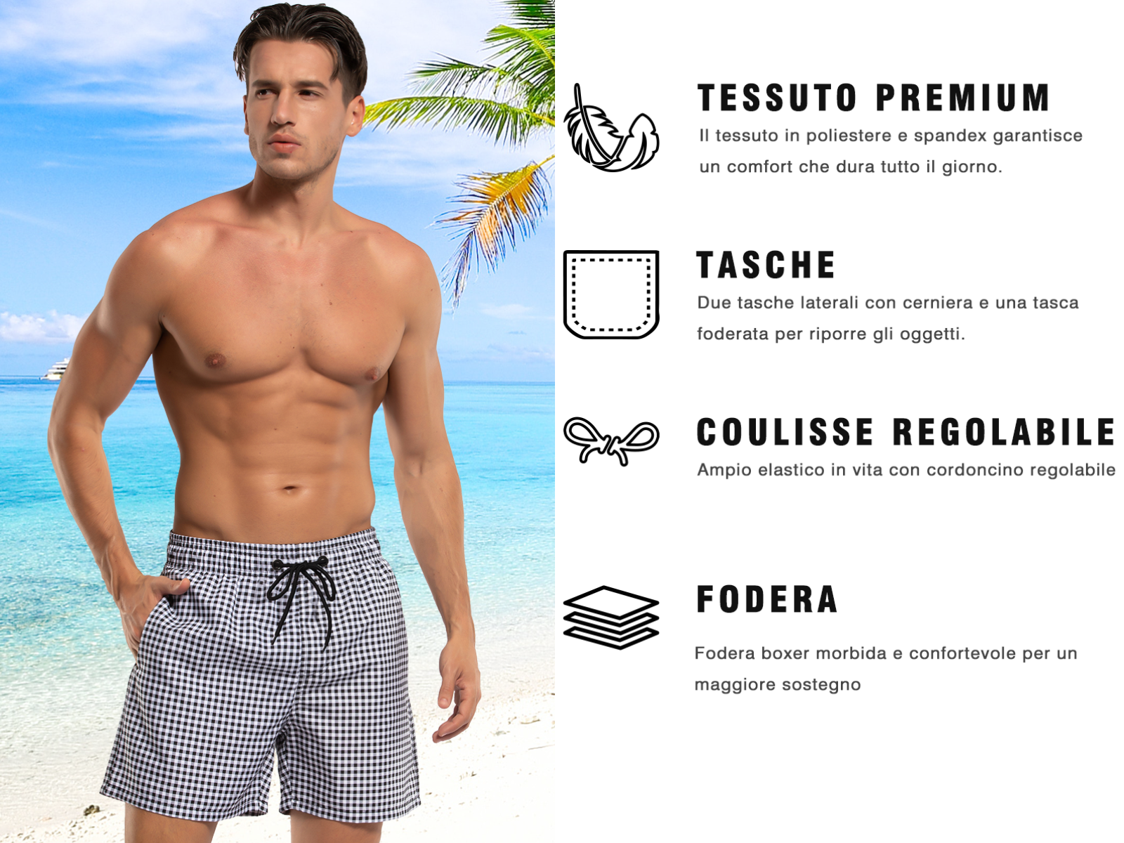 Suwangi Costum Da Bagno Uomo Costume Da Bagno Compressione 2 In 1 Pantaloncini Da Spiaggia Surf Pantaloncini Da Bagno Pantaloncini Boxer 117688726