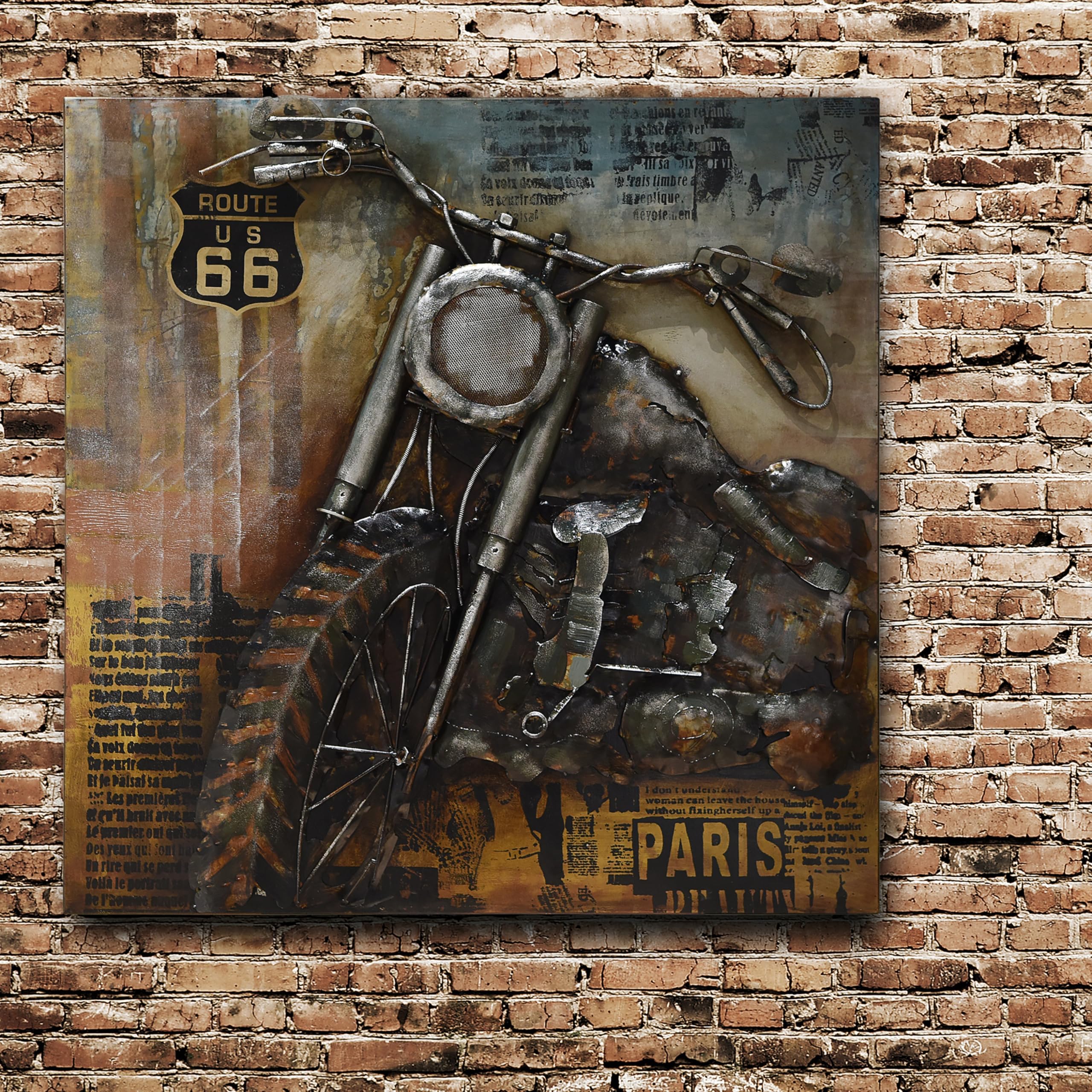 Empire Art Direct "Motorcycle I" Mixed Media Iron Hand Painted Dimensional Wall Art Ready to Hang,40" x 40"