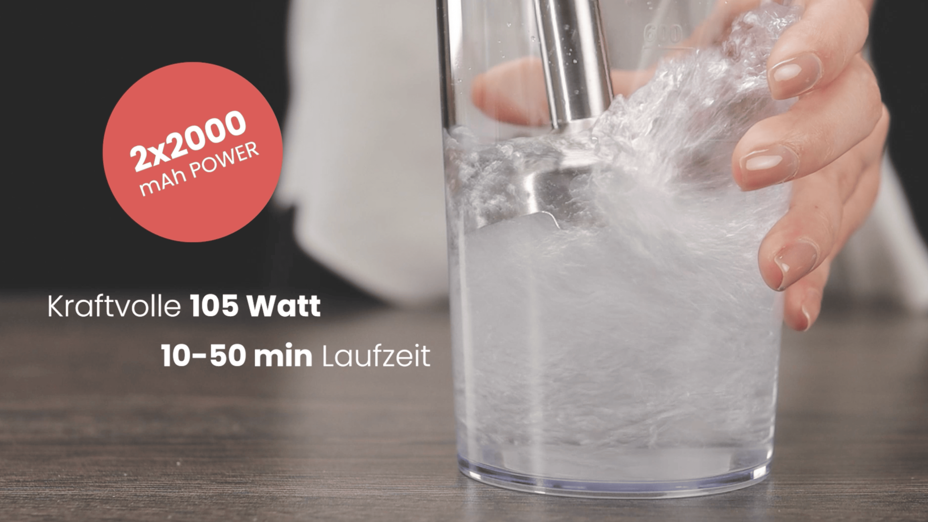 LEBENLANG 1500W staafmixer roestvrij staal - incl. 800 ml maatbeker