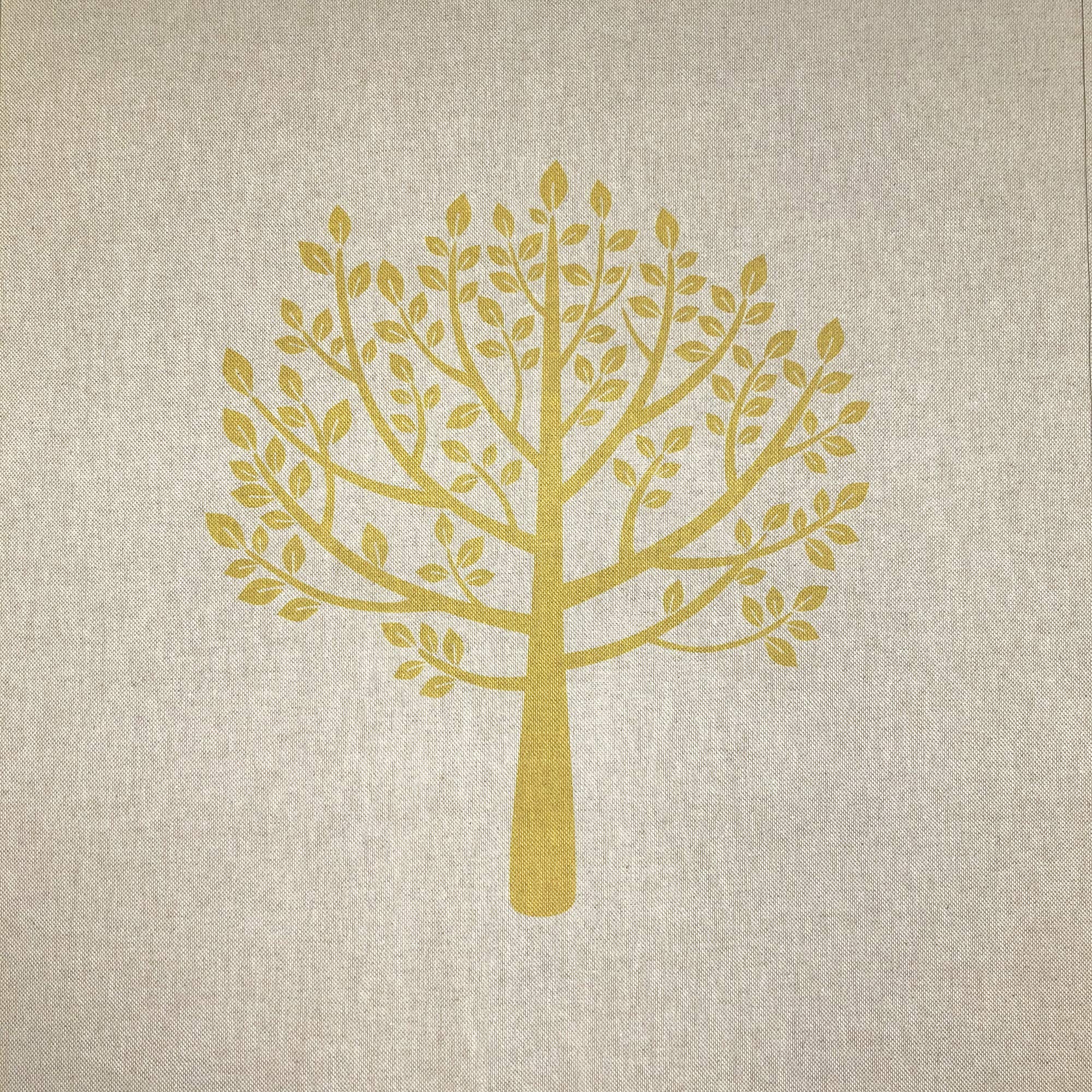 Mulberry Trees Print Design Cotton Rich Linen Look Fabric for Bunting Blinds Craft Quilting Patchwork & Upholstery | Sold Per Panel (Mustard Yellow)