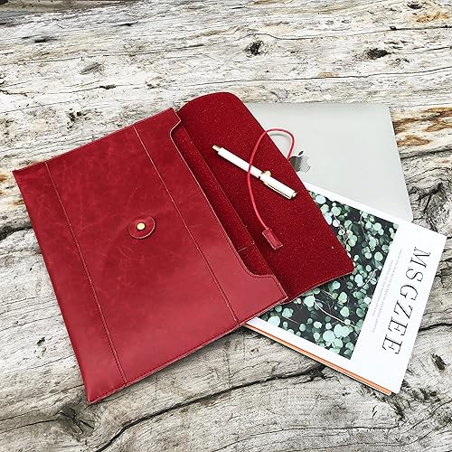 Vista 12 de Vintage pu Leather 13.5" Certificate File Sleeve Case Business Manila Clutch Envelope Bag Office Documents Folder (Army Green)