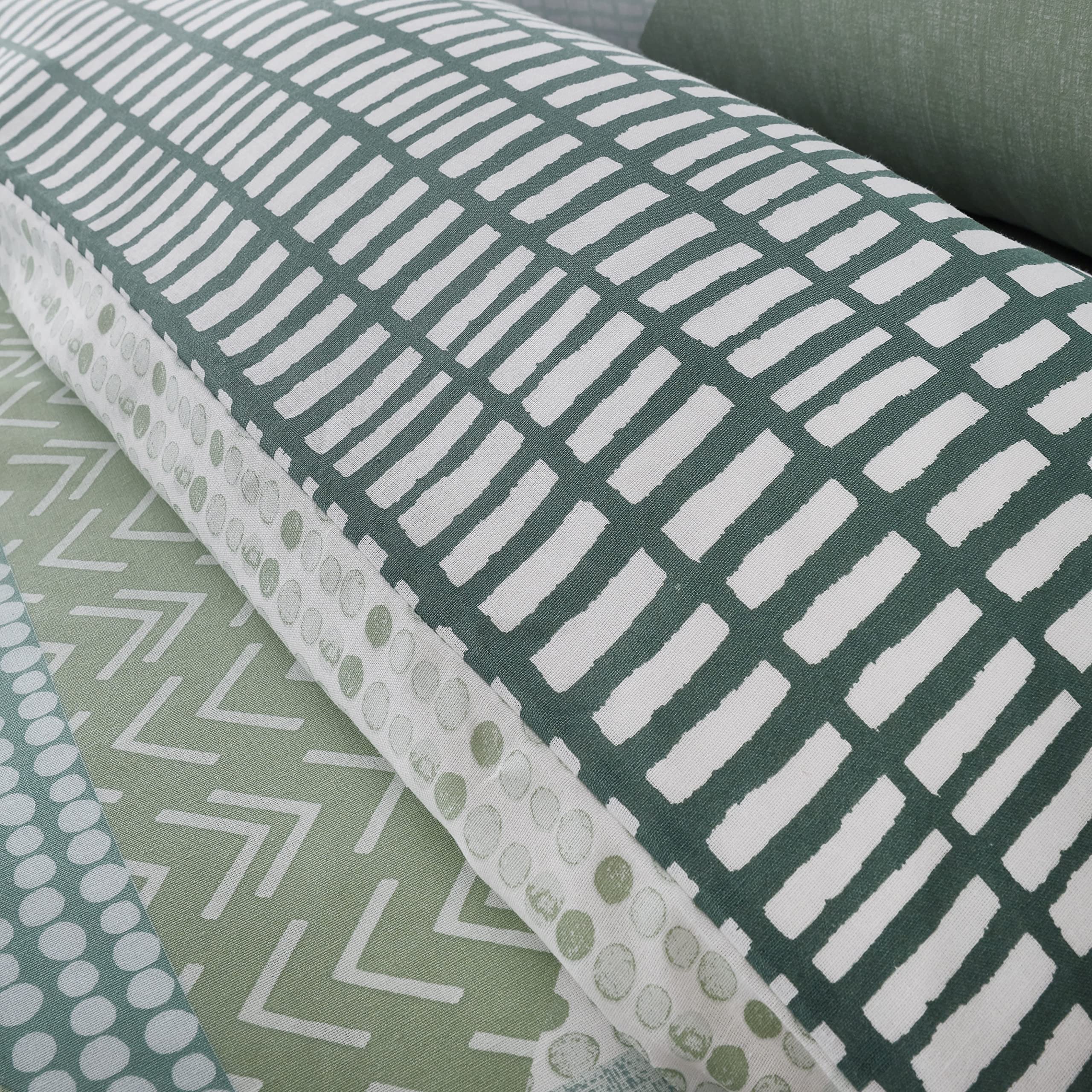 Catherine Lansfield Larsson GEO Green Parure de lit 160 x 200 50 x 80 cm