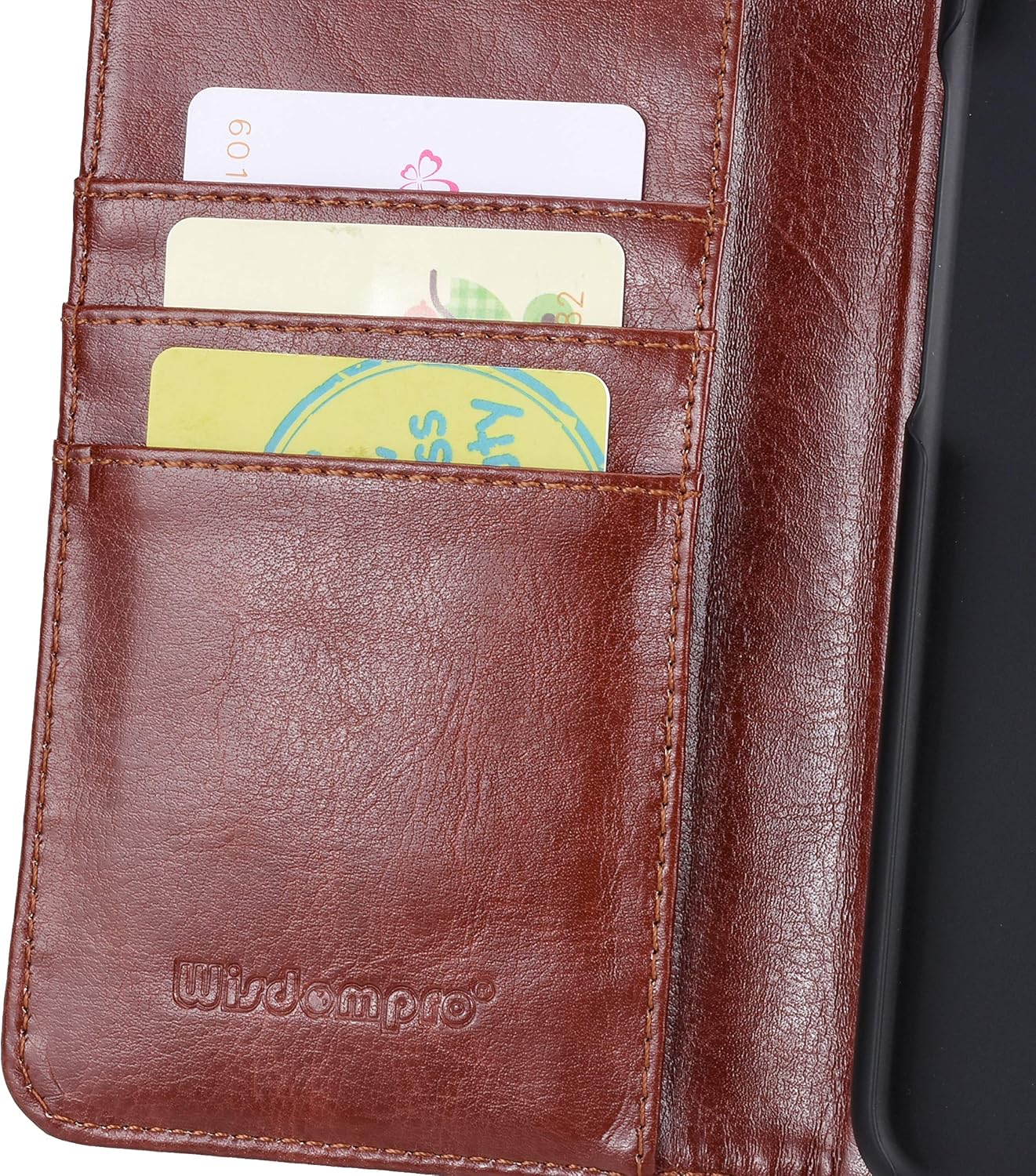 Wisdompro iPhone Xs Case, iPhone X Case, Premium PU Leather 2-in-1 Protective Folio Flip Wallet Kickstand Case with Credit Card Holder Slots for Apple iPhone Xs iPhone X - Brown