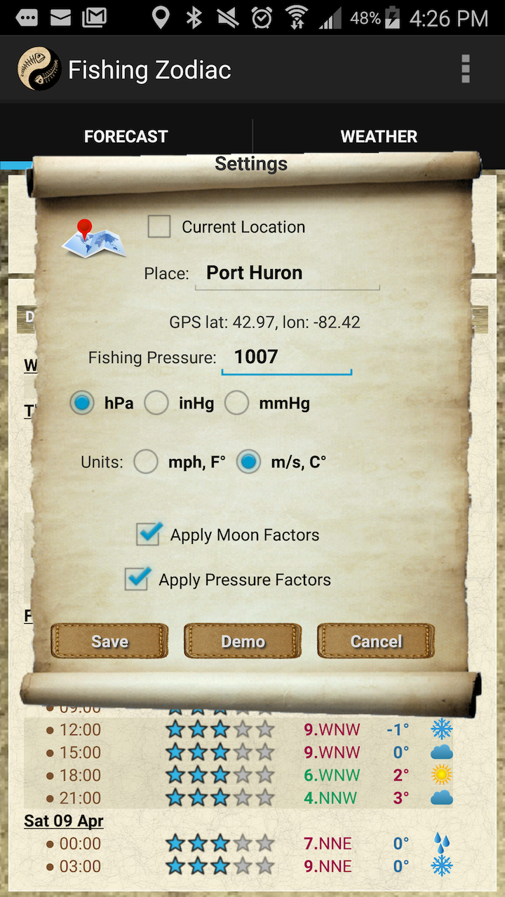 Fishing Zodiac App on Amazon Appstore