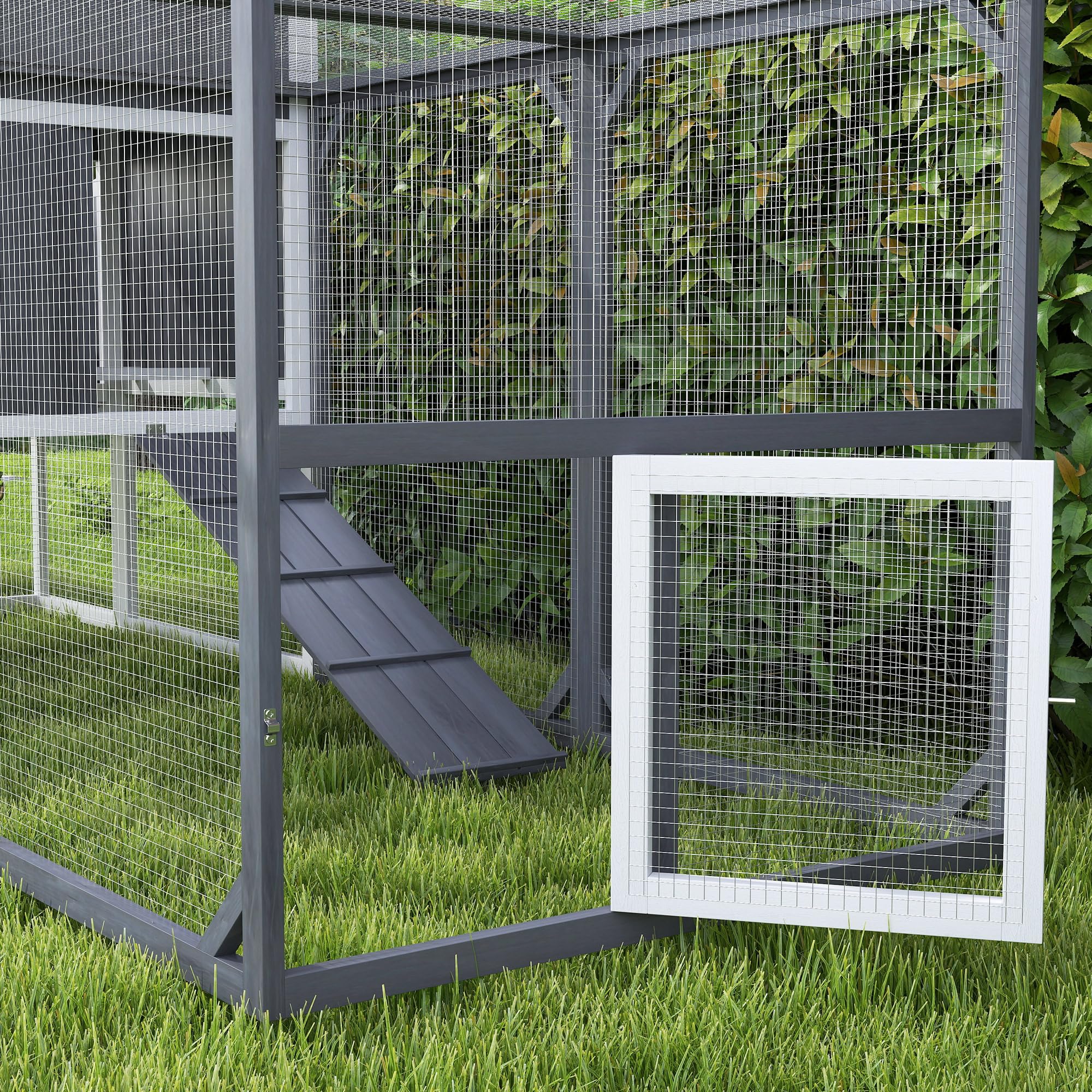 PawHut Kurnik z wybiegiem dla 3-4 kur 236,5x91x114 cm szary