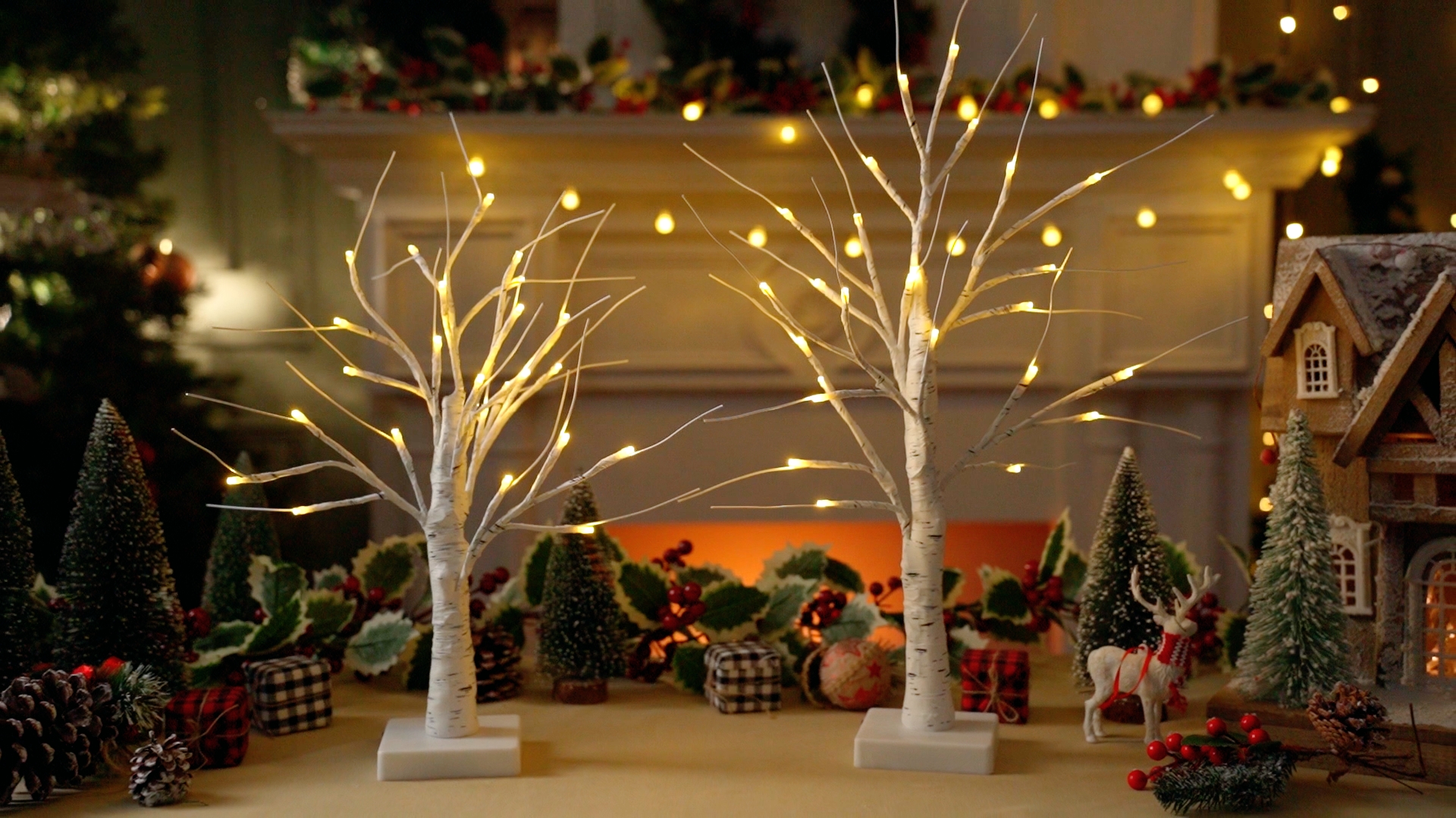 Arbol Con Luces EAMBRITE Árbol De Abedul Iluminado Para Decoración Del  Hogar, Decoraciones Navideñas Blancas Para Interiores, Paquete De 2 24 LED  Con Pilas, Mini árboles Artificiales Con Luces Para Centro De, image size:1920x1080