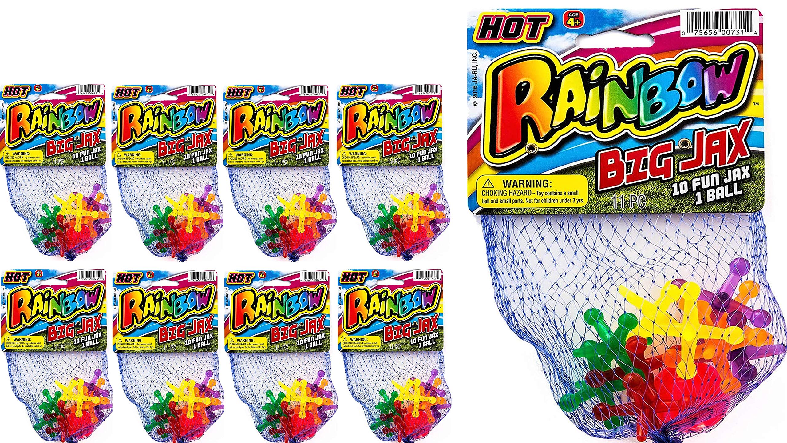 JA-RU Jumbo Jacks Game with Ball (8 Pack) – Classic Jackstones Game Set for Kids, Retro Toys from The 90s, Bulk Party Favors, Classroom Prizes & Stocking Stuffers. 731-8A