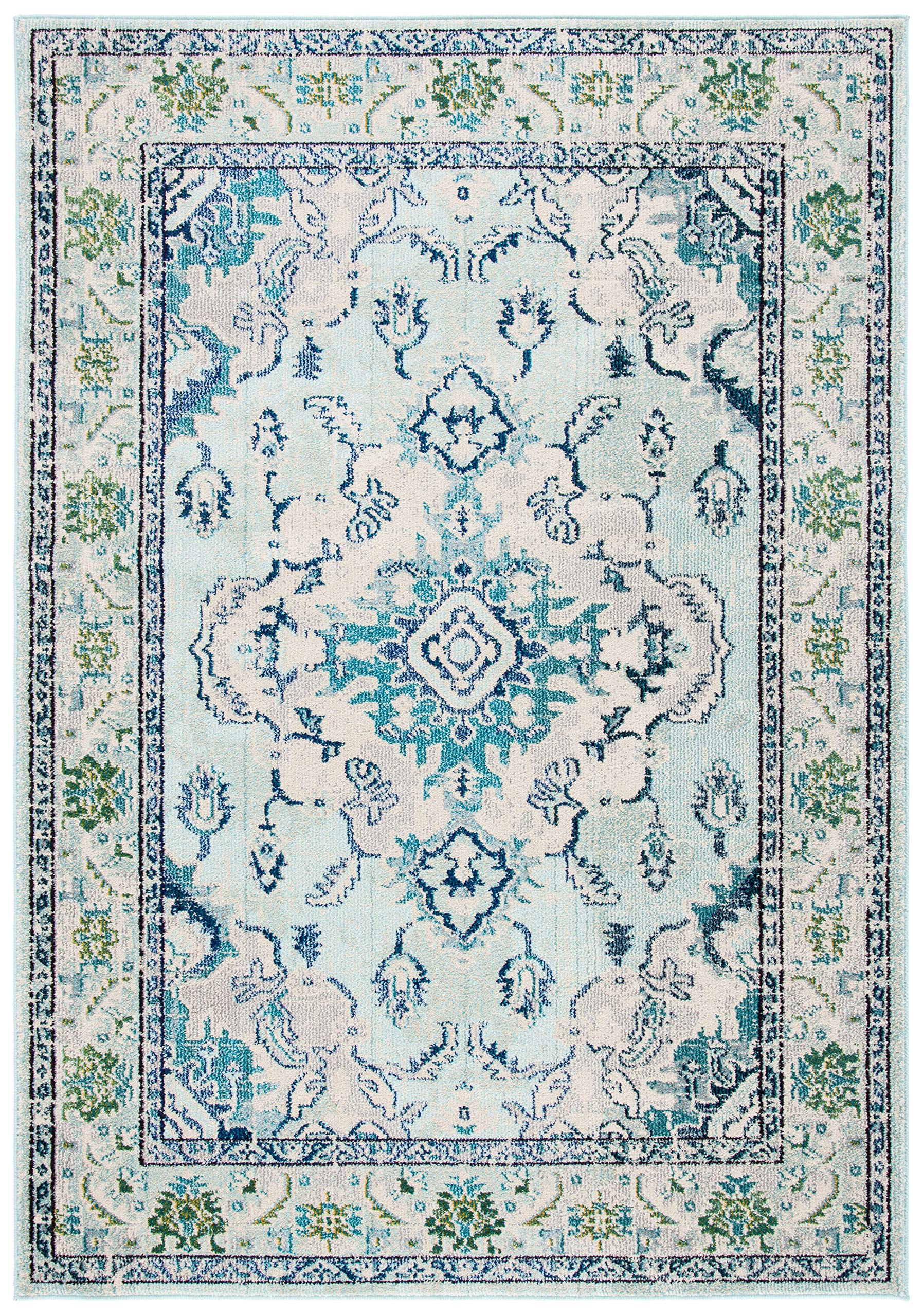 Amazon.com: SAFAVIEH Monaco Collection 9' x 12' Light BlueIvory MNC243K  Boho Chic Medallion Distressed Non-Shedding Living Room Bedroom Dining Home  Office Area Rug : Home & Kitchen