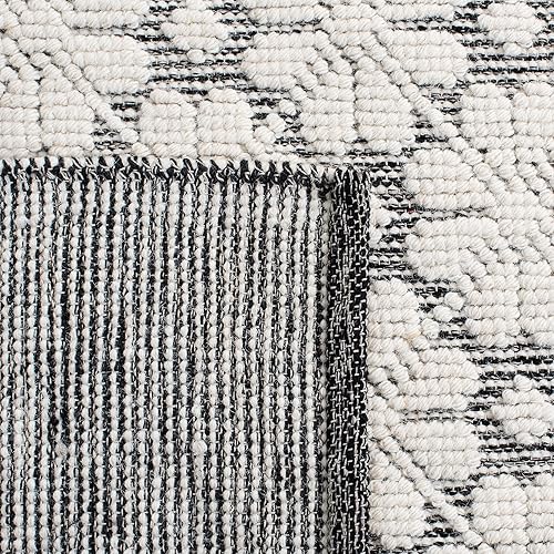 Miniatura 8 de MARTHA STEWART x SAFAVIEH MSR3503Z - Alfombra de lana floral contemporánea hecha a mano de 6 x 9 pies, color marfilnegro