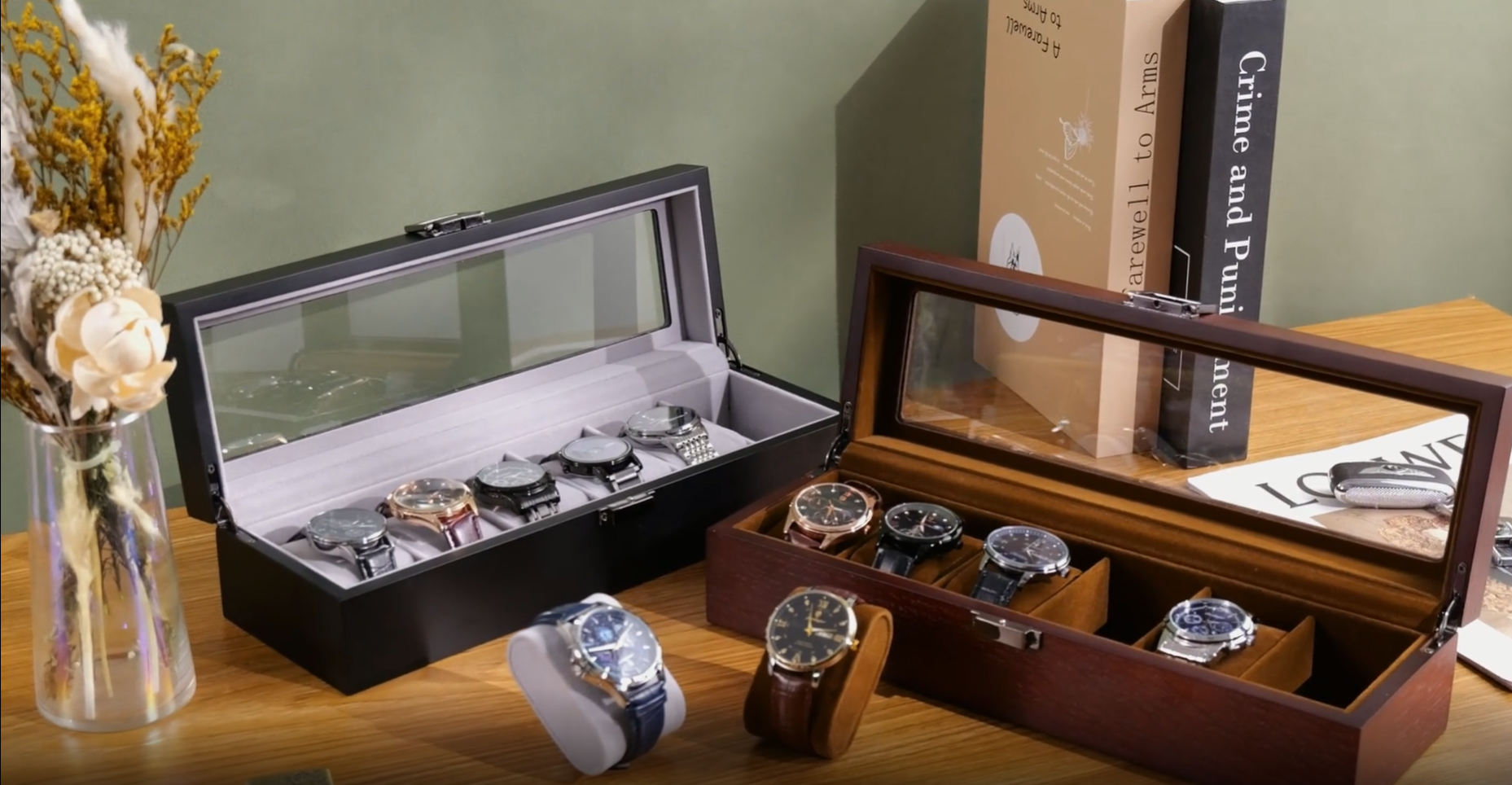 Amazon.com: ProCase Wooden Watch Box for Men, 6 Slot Watch Display