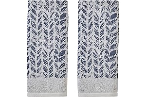SKL Home Distressed Leaves Blue Bathroom Hand Towels