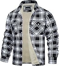 TACVASEN Men's Jacket Plaid Lined Jackets Flannel Work Jacket Winter Lumberjack Shirt Jacket
