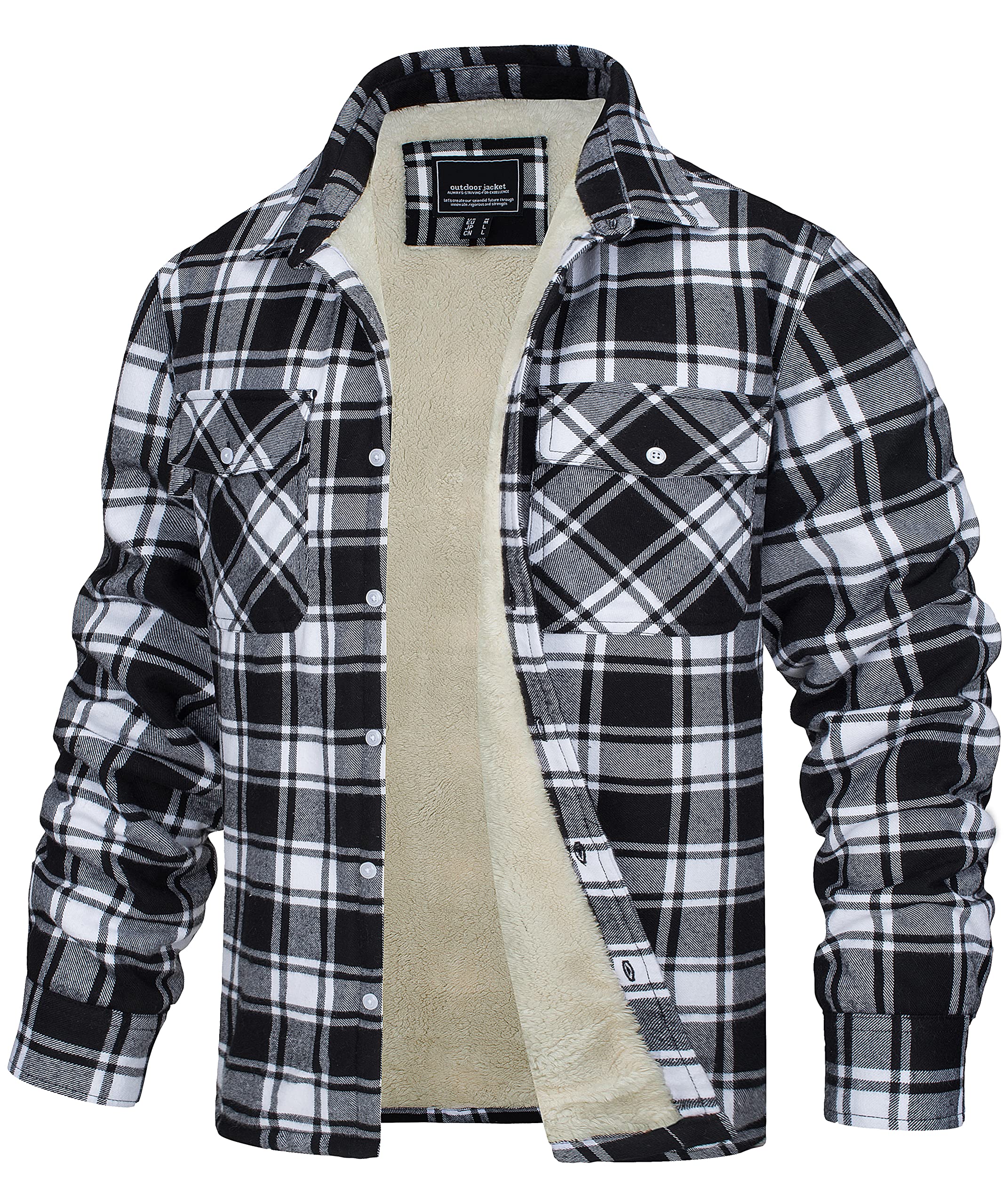 TACVASEN Chaqueta de Hombre Chaquetas a Cuadros Forradas Chaqueta de Trabajo de Franela Chaqueta de Camisa de Leñador de Invierno