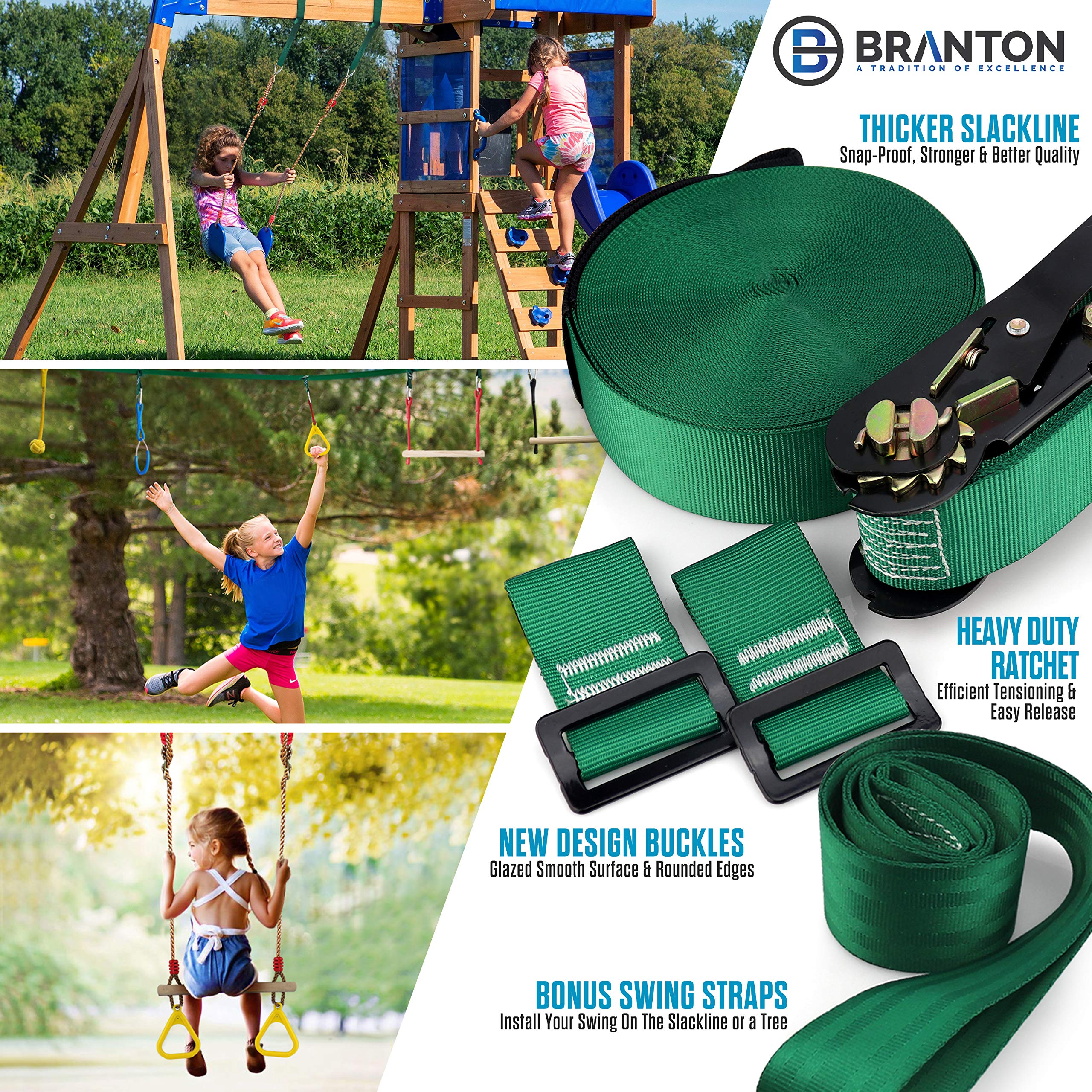 Ninja Warrior Obstacle Course DELUXE 2X65FT Ninja Slackline with Most