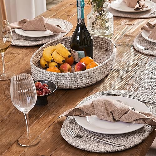 Miniatura 8 de Art Pinecone 's - Juego de 6 manteles individuales de cuerda de algodón tejido, ovalados, resistentes al calor y antideslizantes, completo con