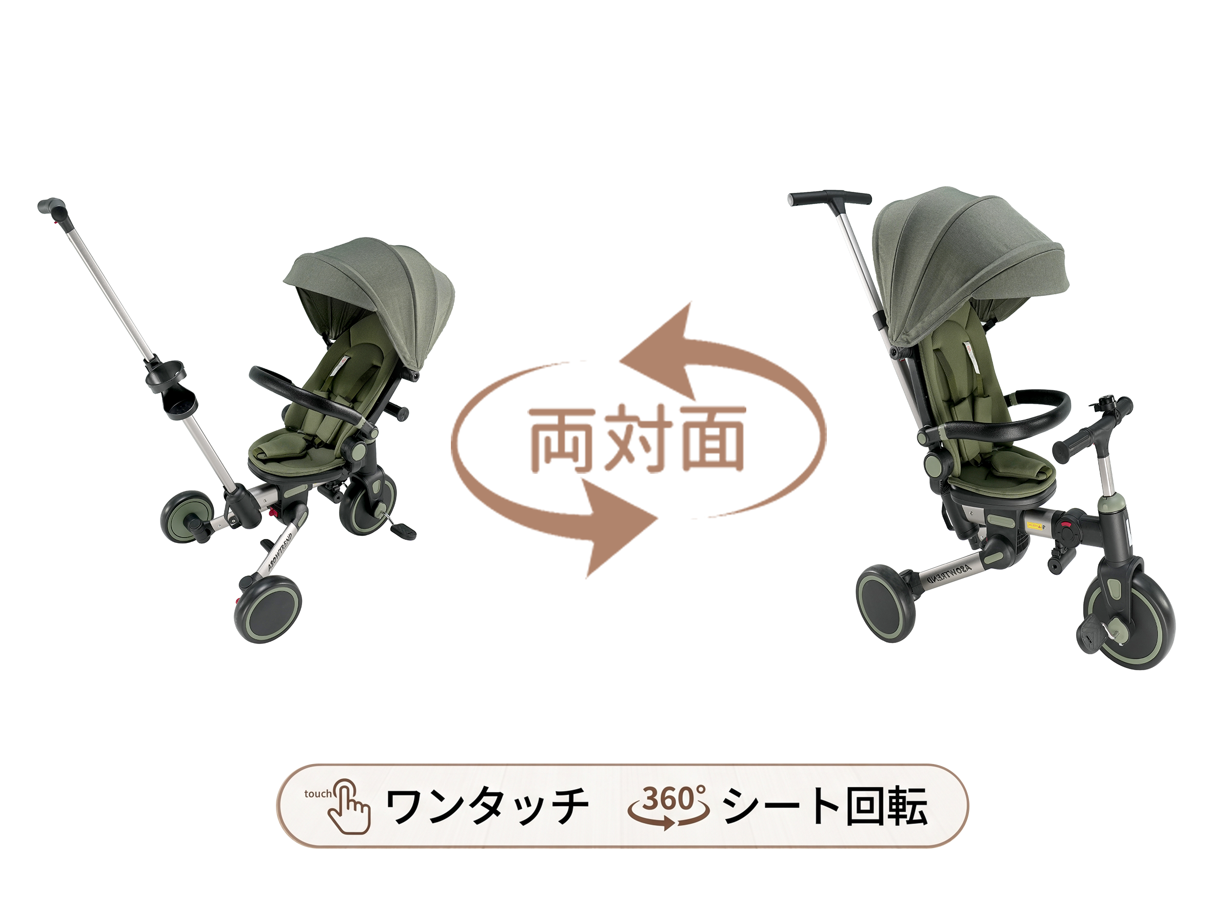 Amazon.co.jp: 【ASOWTREND】 三輪車 手押し棒付き 多機能7in1 6 ヶ月