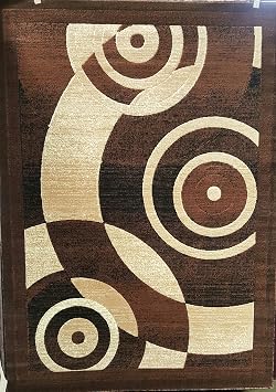 EMIRATES Modern Area Rug Brown Swirl Design #5155ft2in.X7ft3in