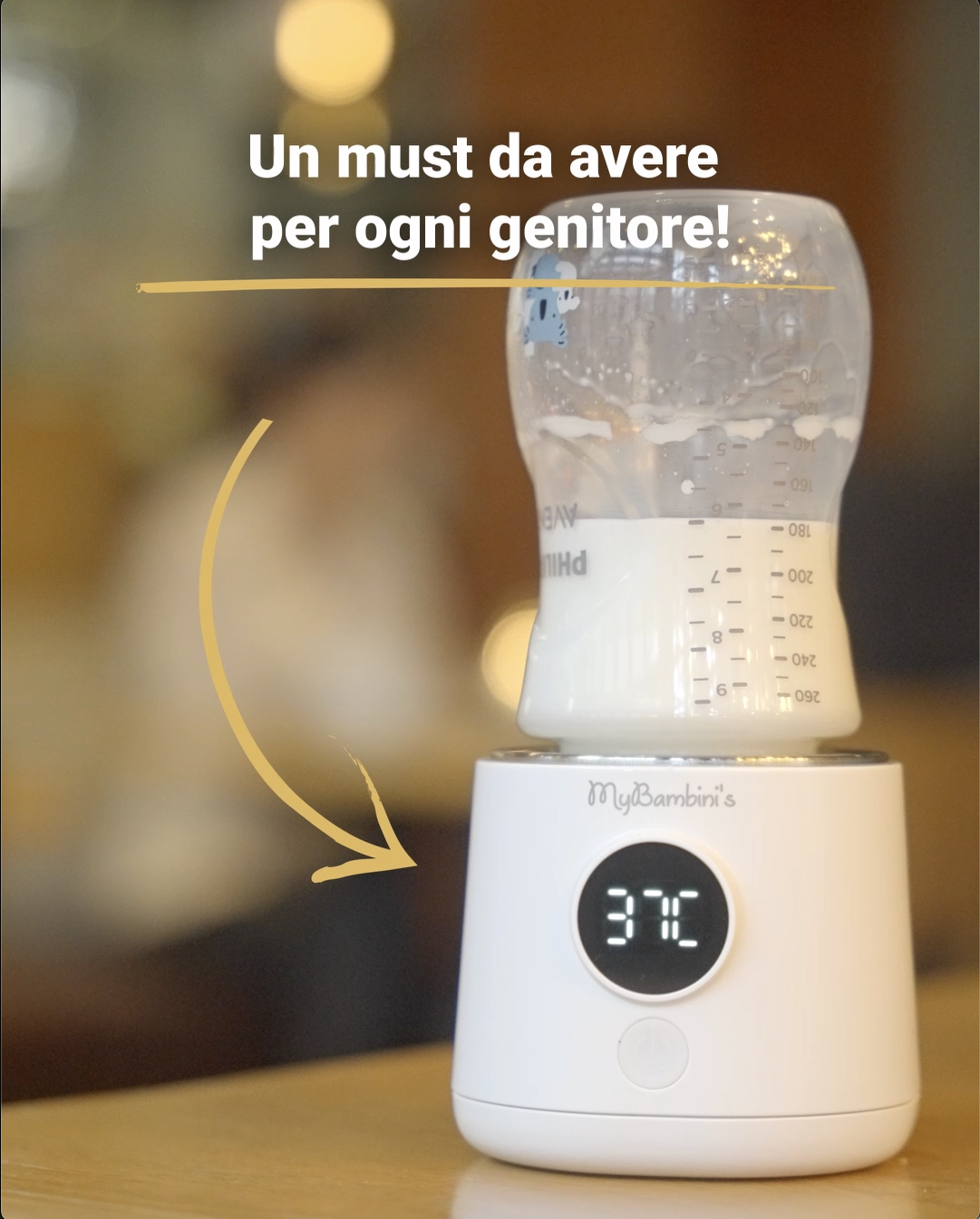 MyBambini MAX - Scaldabiberon Portatile Senza Fili, USB, 4 Temperature, Per Viaggi E Fuori Casa