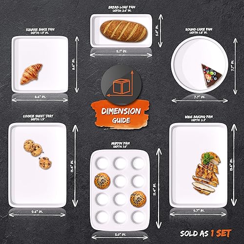 Miniatura 3 de NutriChef Juego de 6 bandejas para hornear para horno de cocina, antiadherentes, atractivas sartenes verdes y bandeja interior blanca, utensilios de