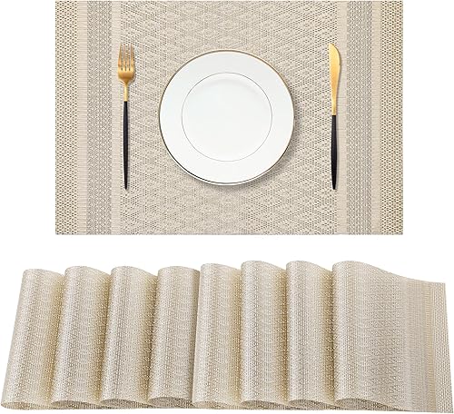 Miniatura 53 de Leetaltree - Juego de 6 manteles individuales, resistentes al calor, antideslizantes, para mesa de comedor, lavables, duraderos, tejido de PVC Azul