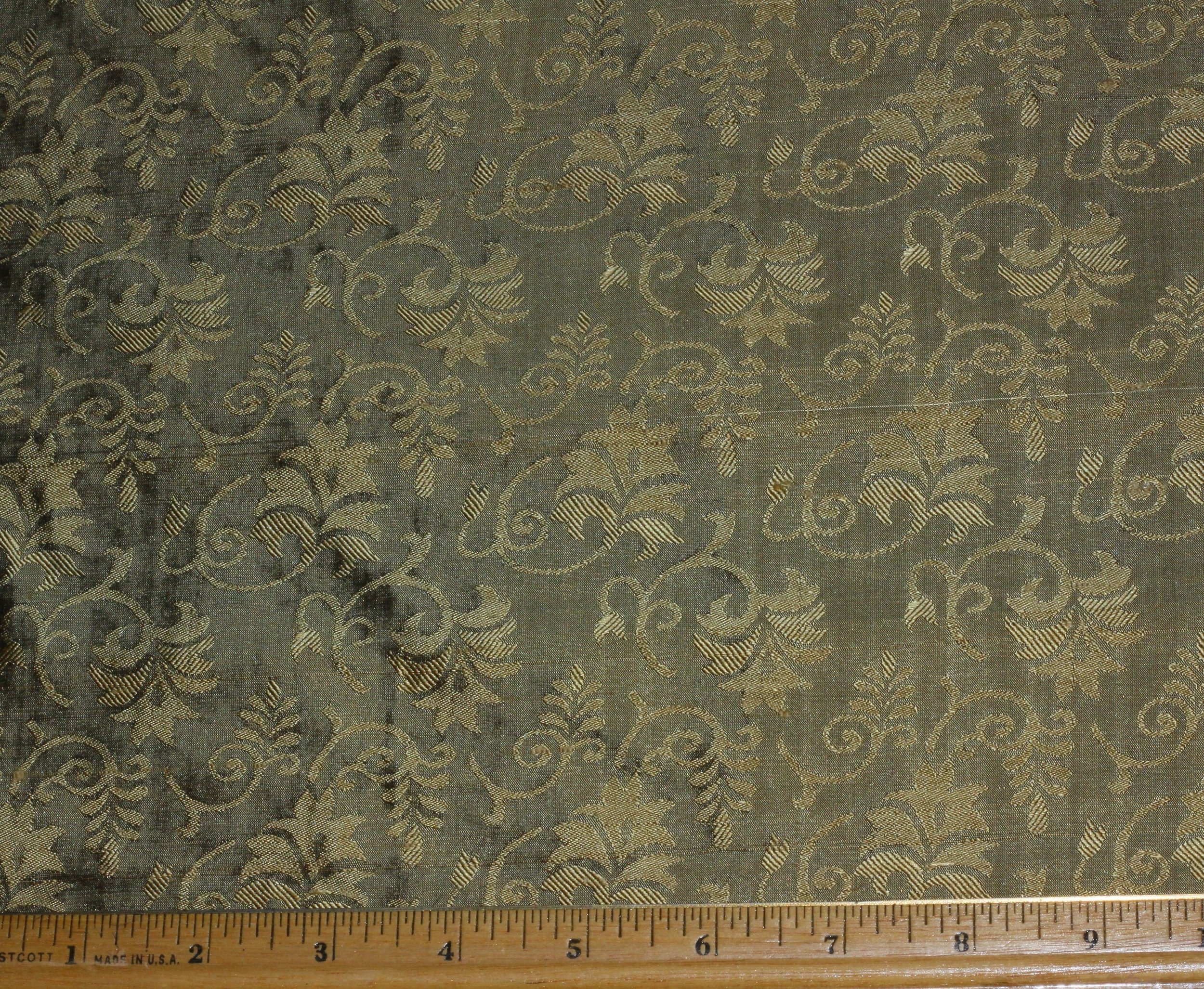 Gold & Black Dupioni Shantung Jacquard, 100% Silk Fabric, by The Yard, 54" Wide