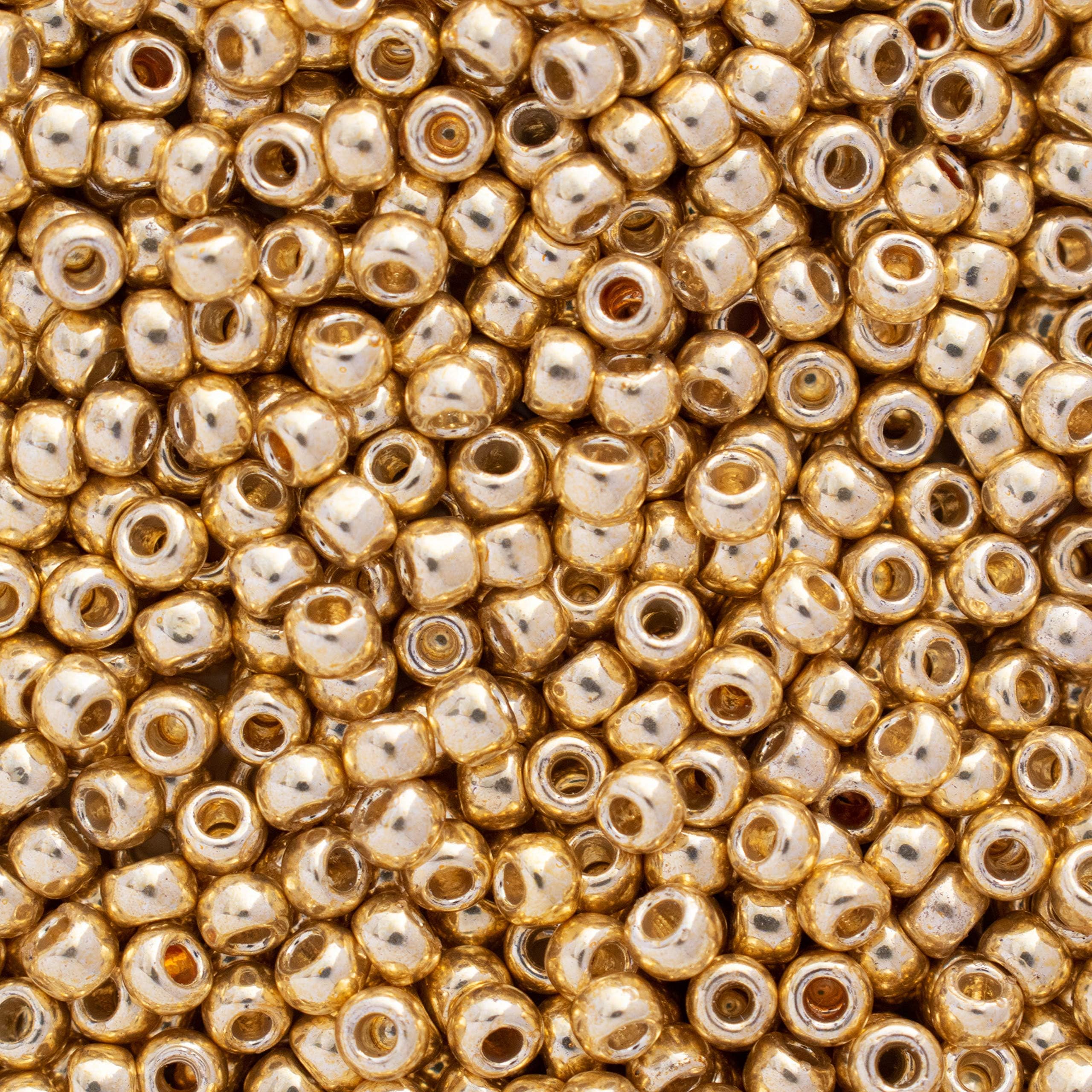 Round Seed Beads Size 8/0 (3mm), PF557 PermaFinish - Galvanized Starlight/Gold 2.5" Tube, Apprx. 8 Grams, Imported Japanese Seed Beads for Jewellery Making, Beading, Embroidery, Art and Craft